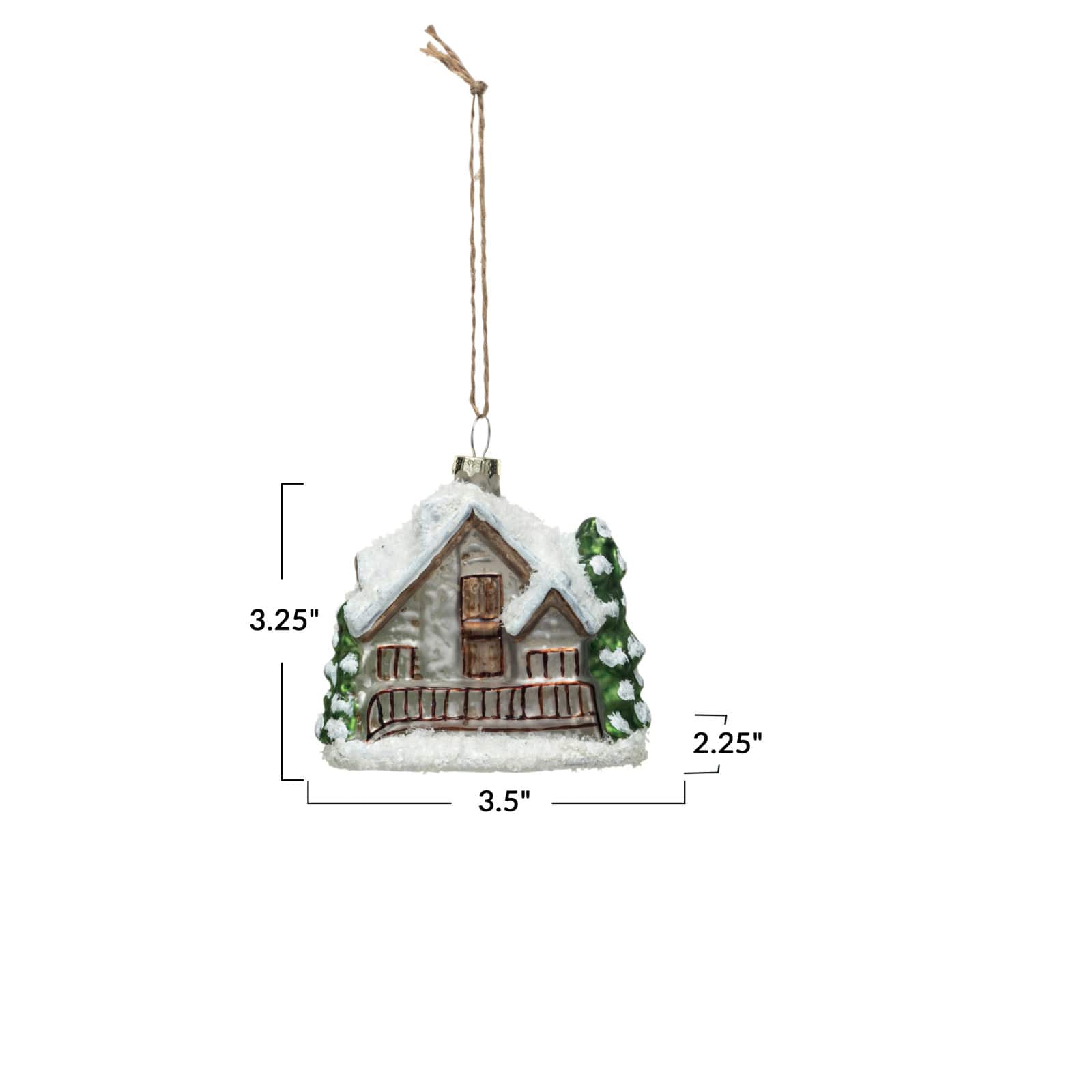 Hello Honey® 3.5" Christmas Cabin Glass Ornament