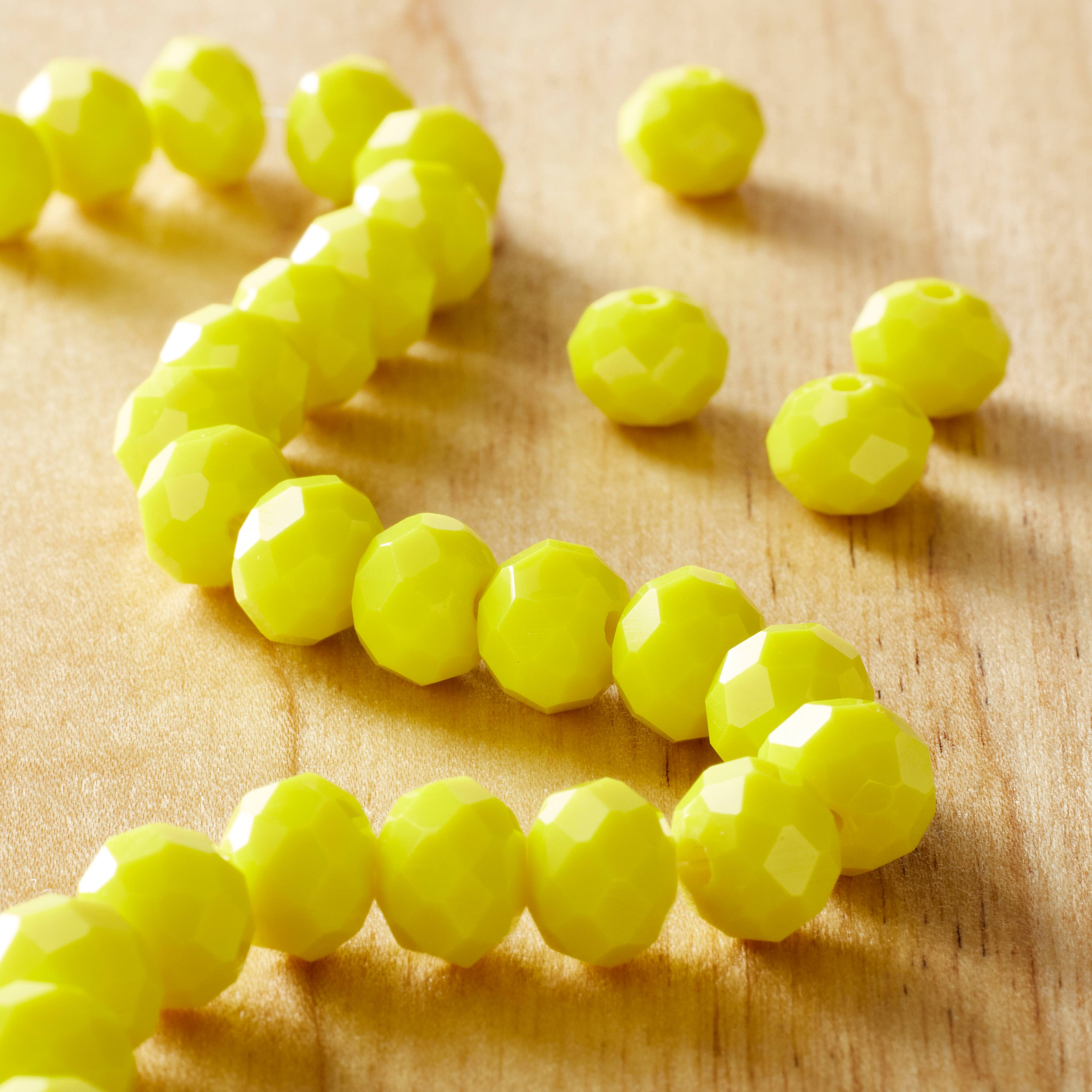 12 Pack: Yellow Glass Faceted Rondelle Beads, 7mm by Bead Landing™