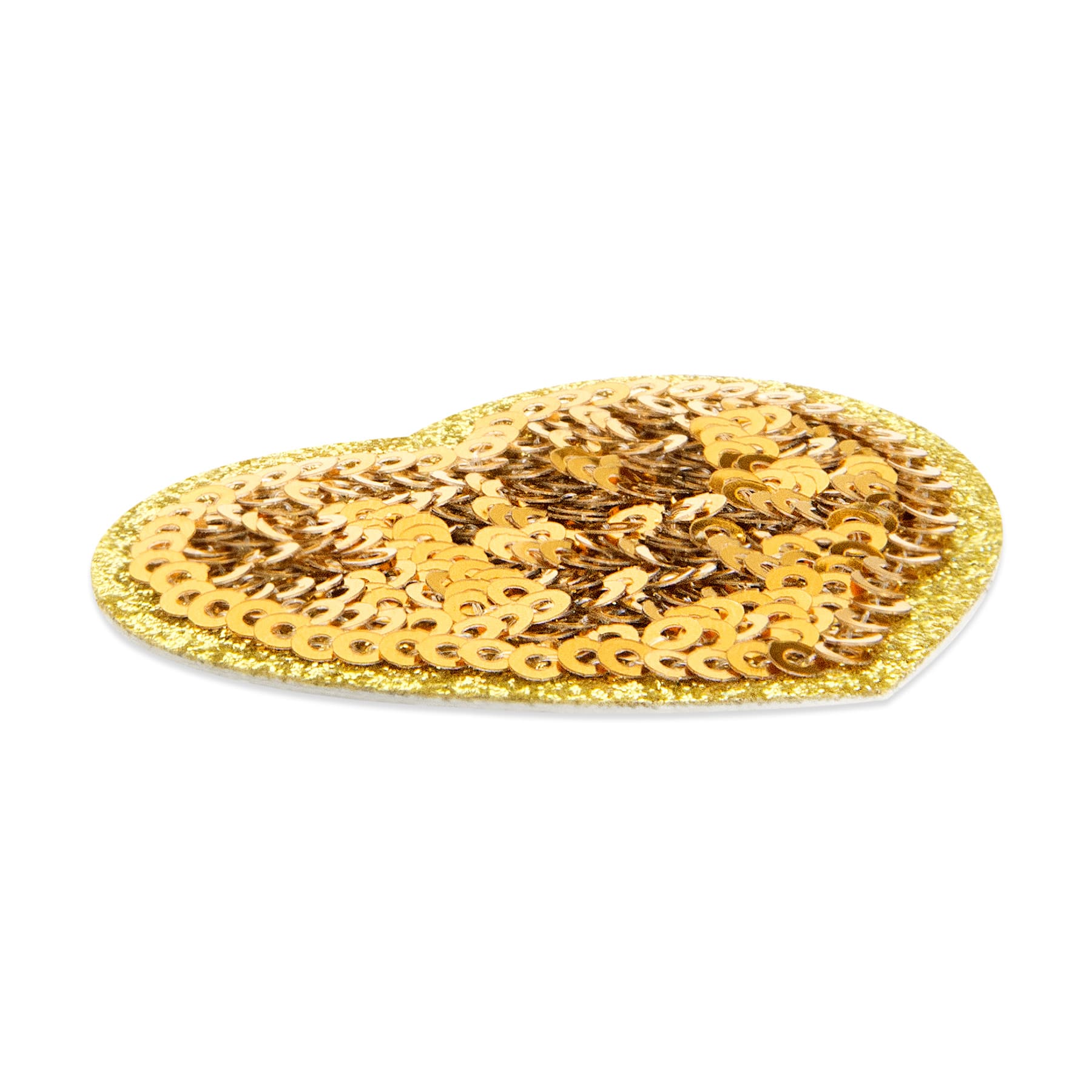 Gold Sequin Heart Embroidered Iron-On & Adhesive Patch by Make Market®