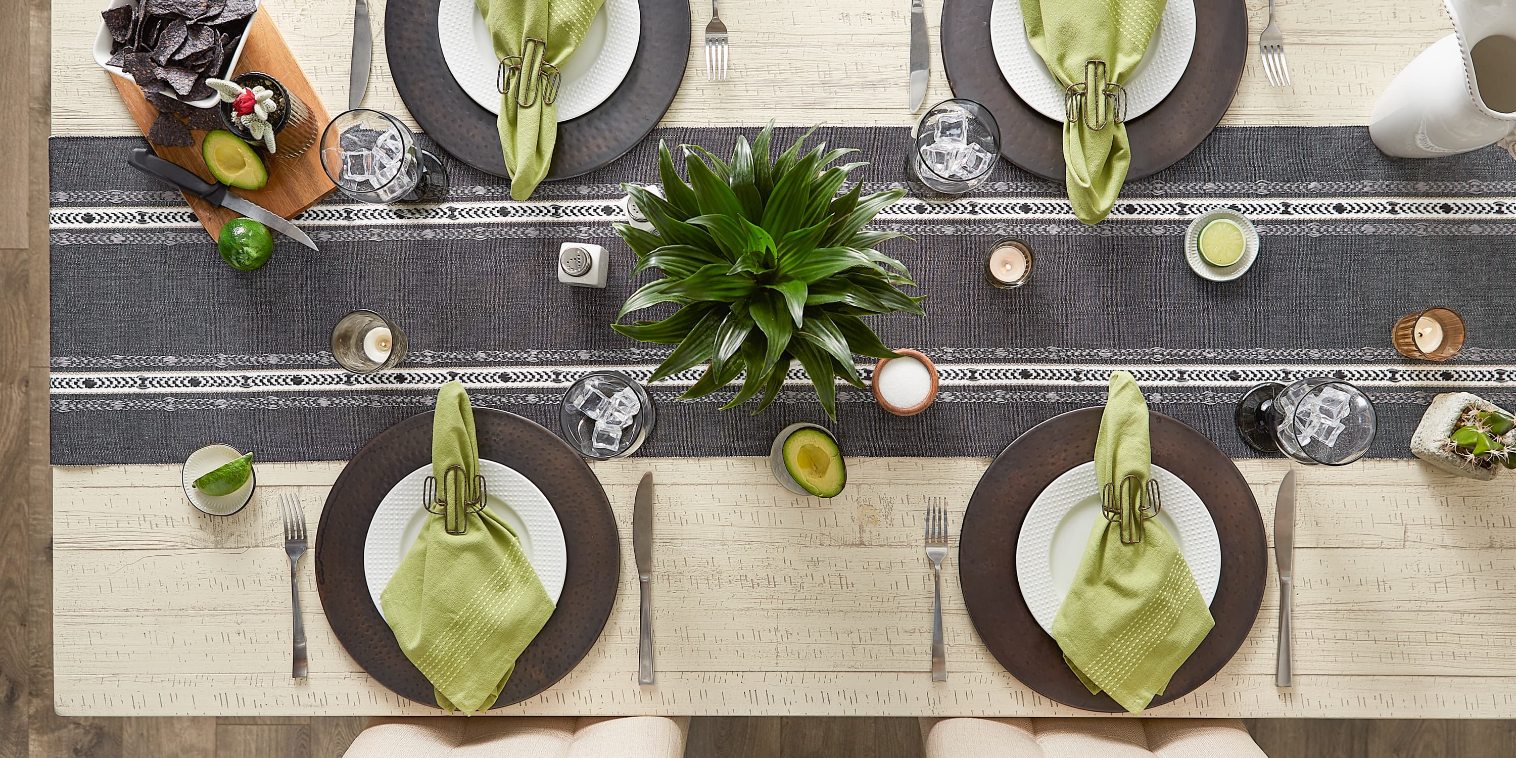 DII® 108" Dobby Striped Fringe Ribbed Table Runner
