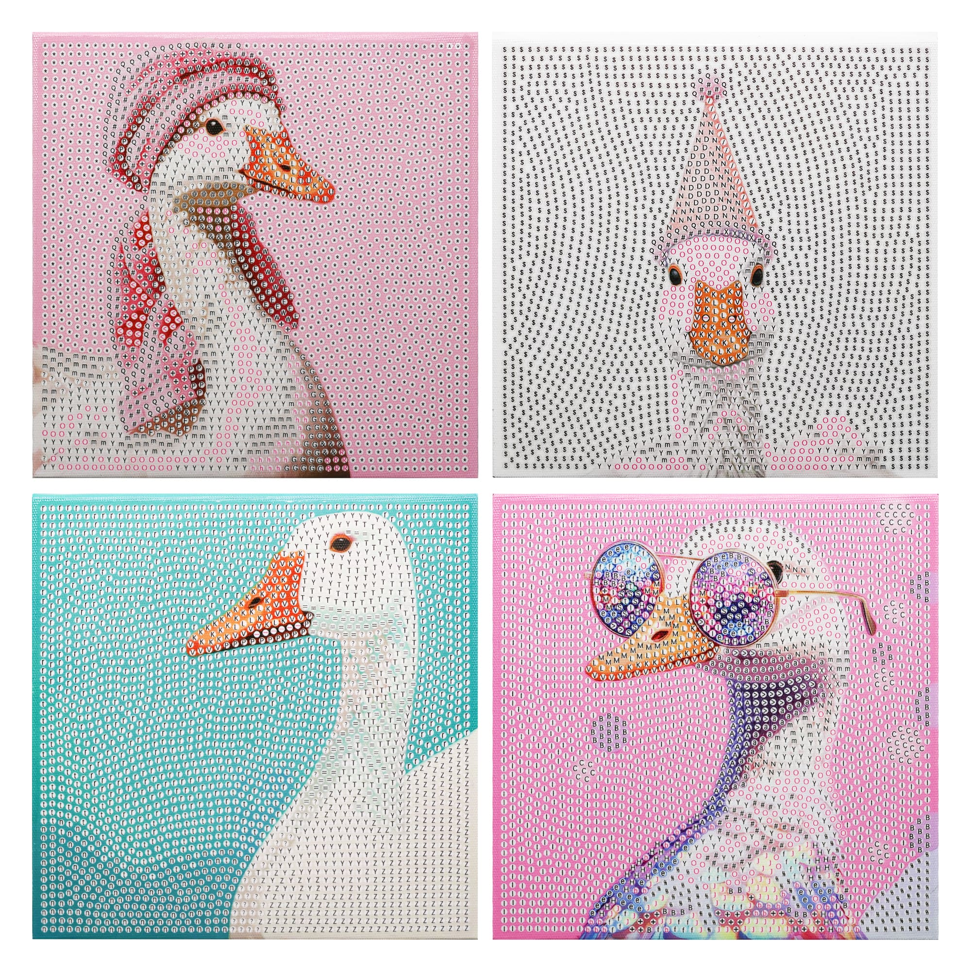 6" x 6" Ducks 4-Piece Stretched Canvas Diamond Art Kit by Make Market®