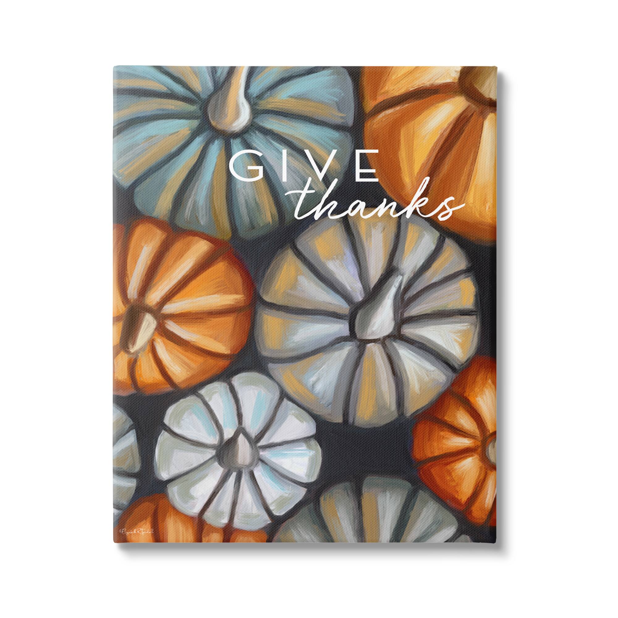 Stupell Industries Give Thanks Autumn Phrase Canvas Wall Art