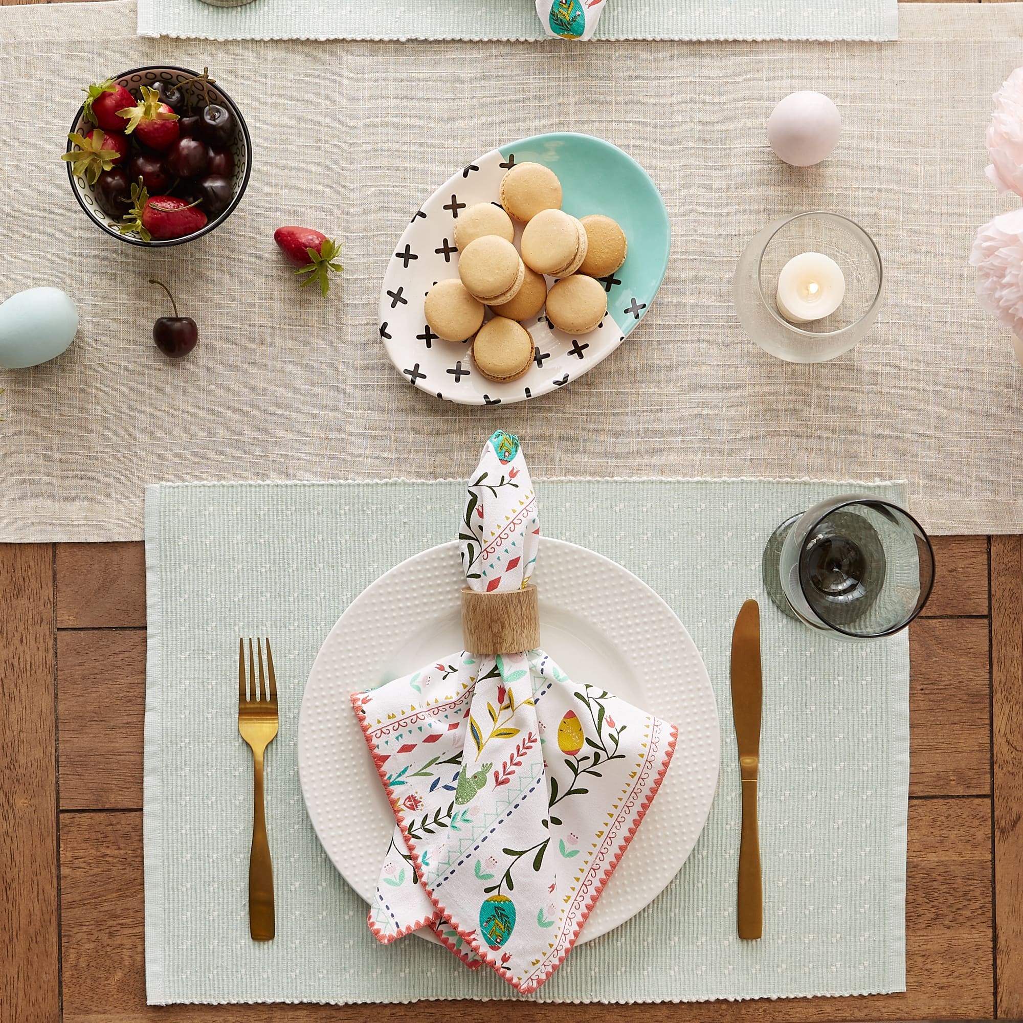 DII® Misty Blue Dobby Dots Rib Placemat (Set of 6)