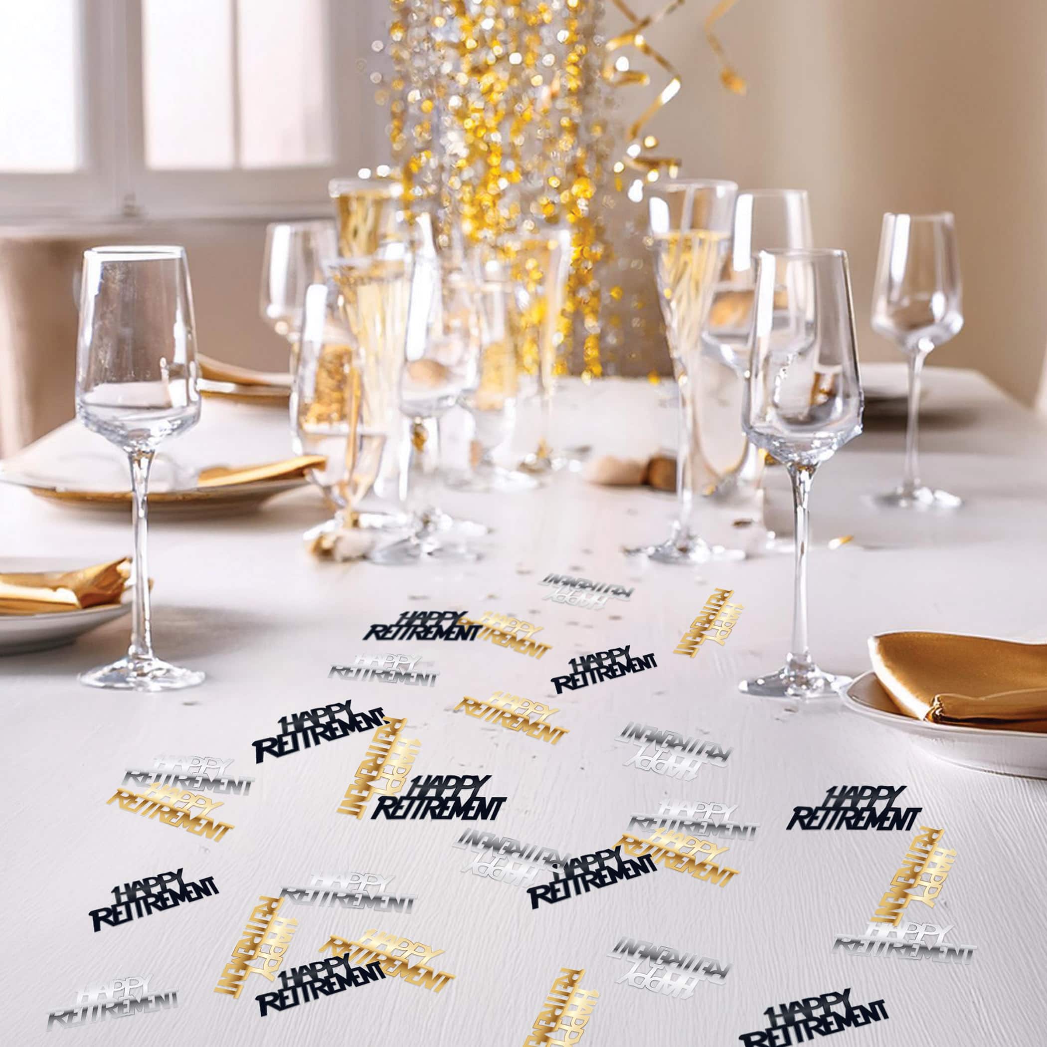 Beistle Black, Gold & Silver Happy Retirement Fanci-Fetti, 3ct.