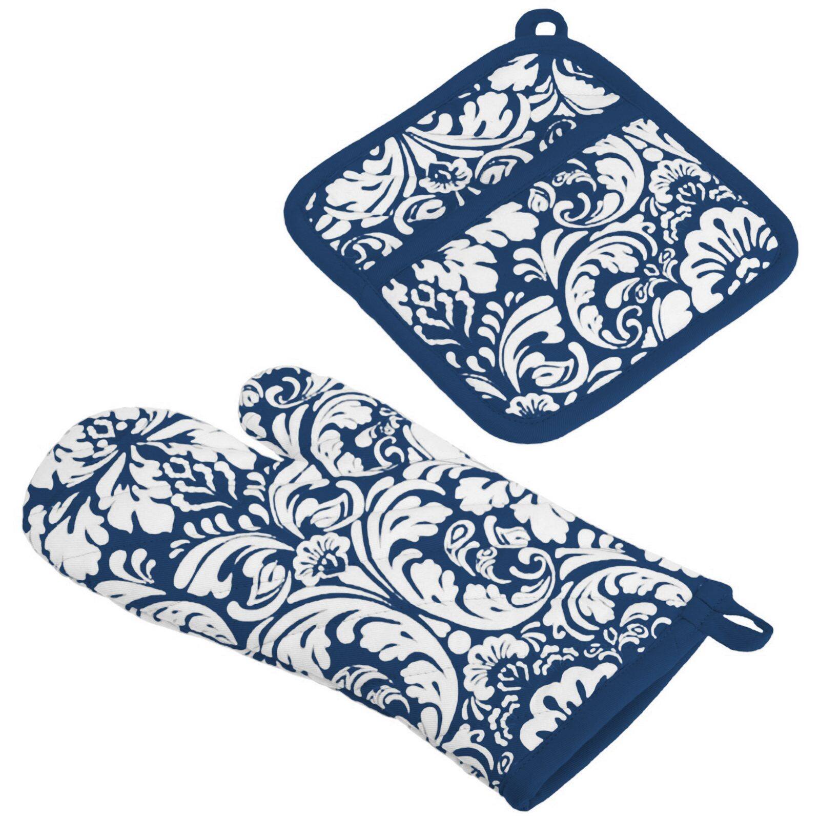 DII® Damask Oven Mitt & Potholder Set
