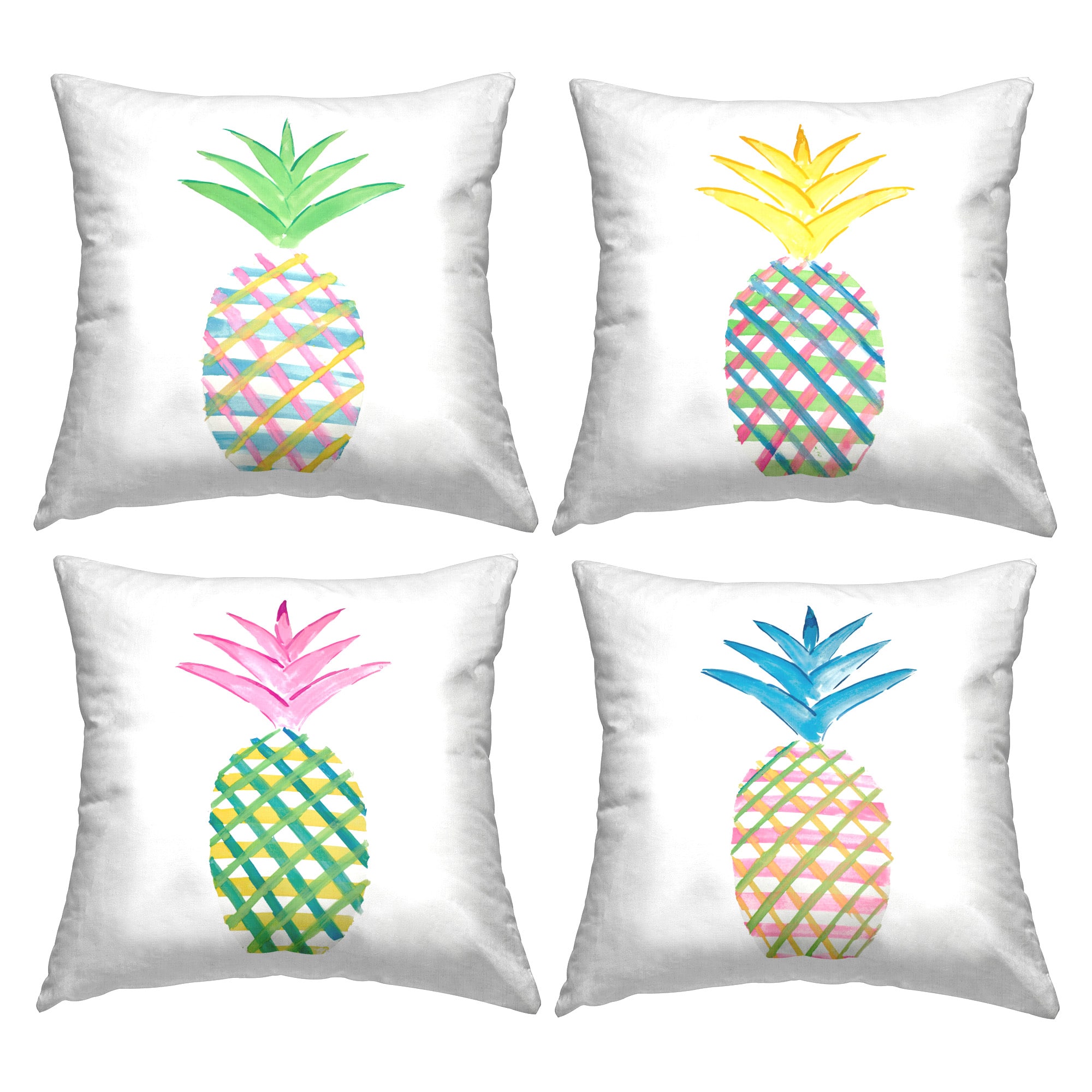 Stupell Industries 18" x 18" Plaid Patterned Pineapples Decorative Printed Indoor Pillow Set