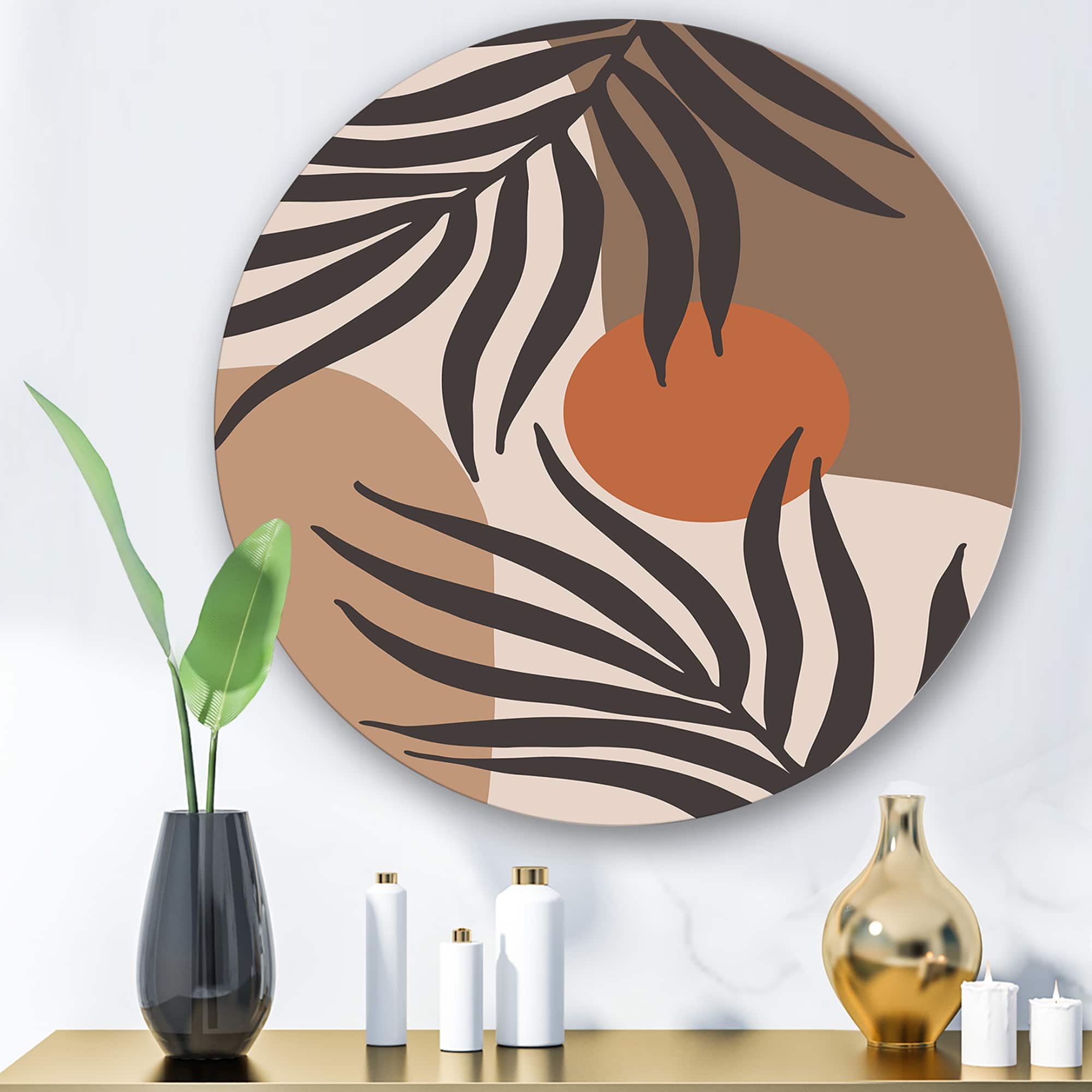 Designart - Moon & Sun Shapes In Retro Terracotta Tones III