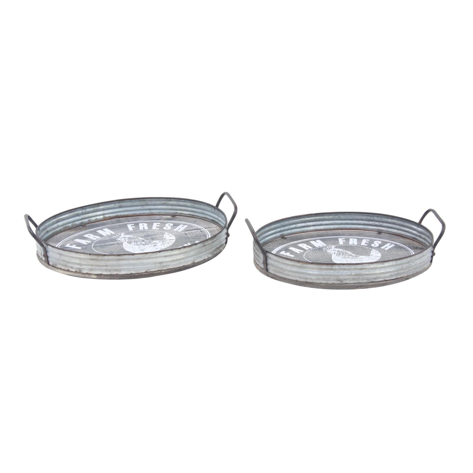 Gray Metal Farmhouse Tray Set