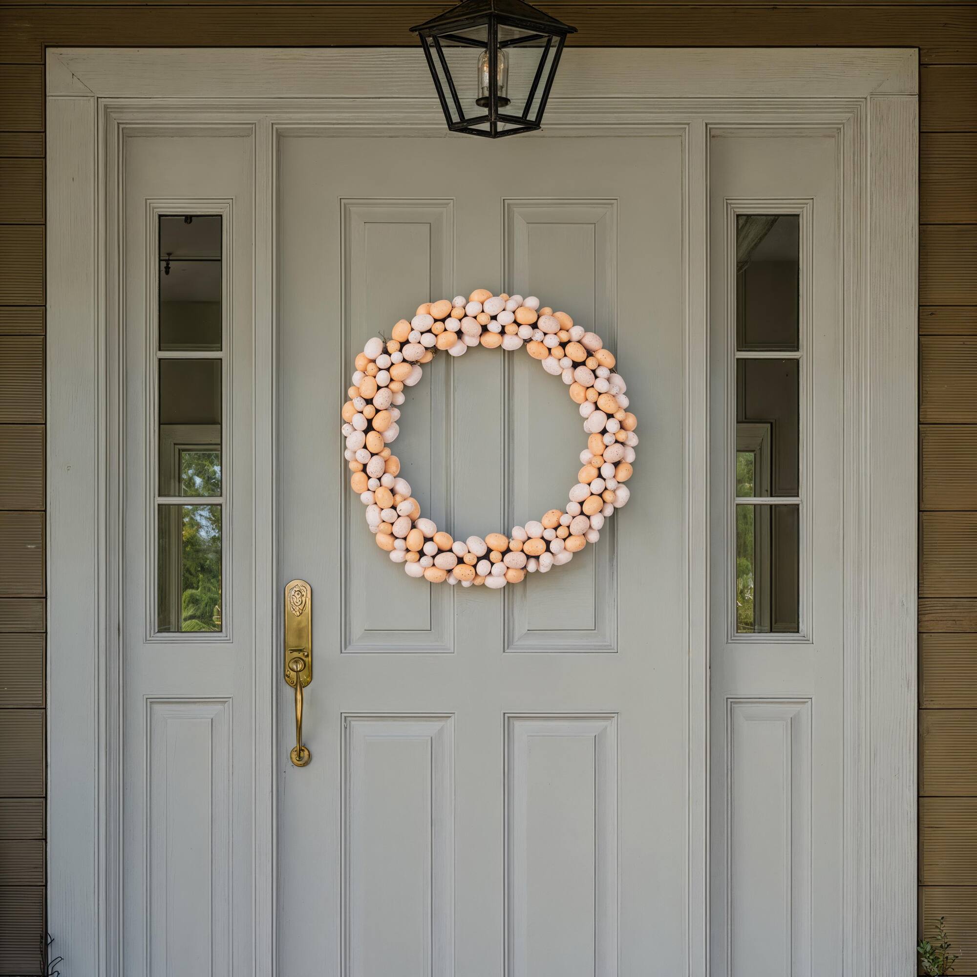 24" Orange & Ivory Artificial Easter Eggs Wreath