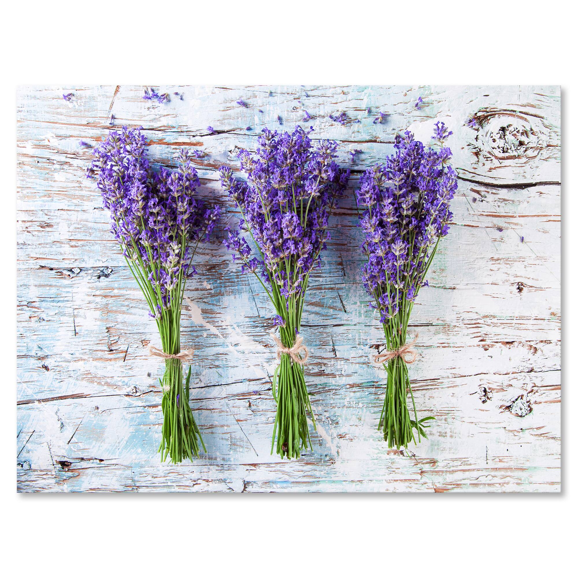 Designart - Fresh Lavender On Wood - Farmhouse Canvas Wall Art Print