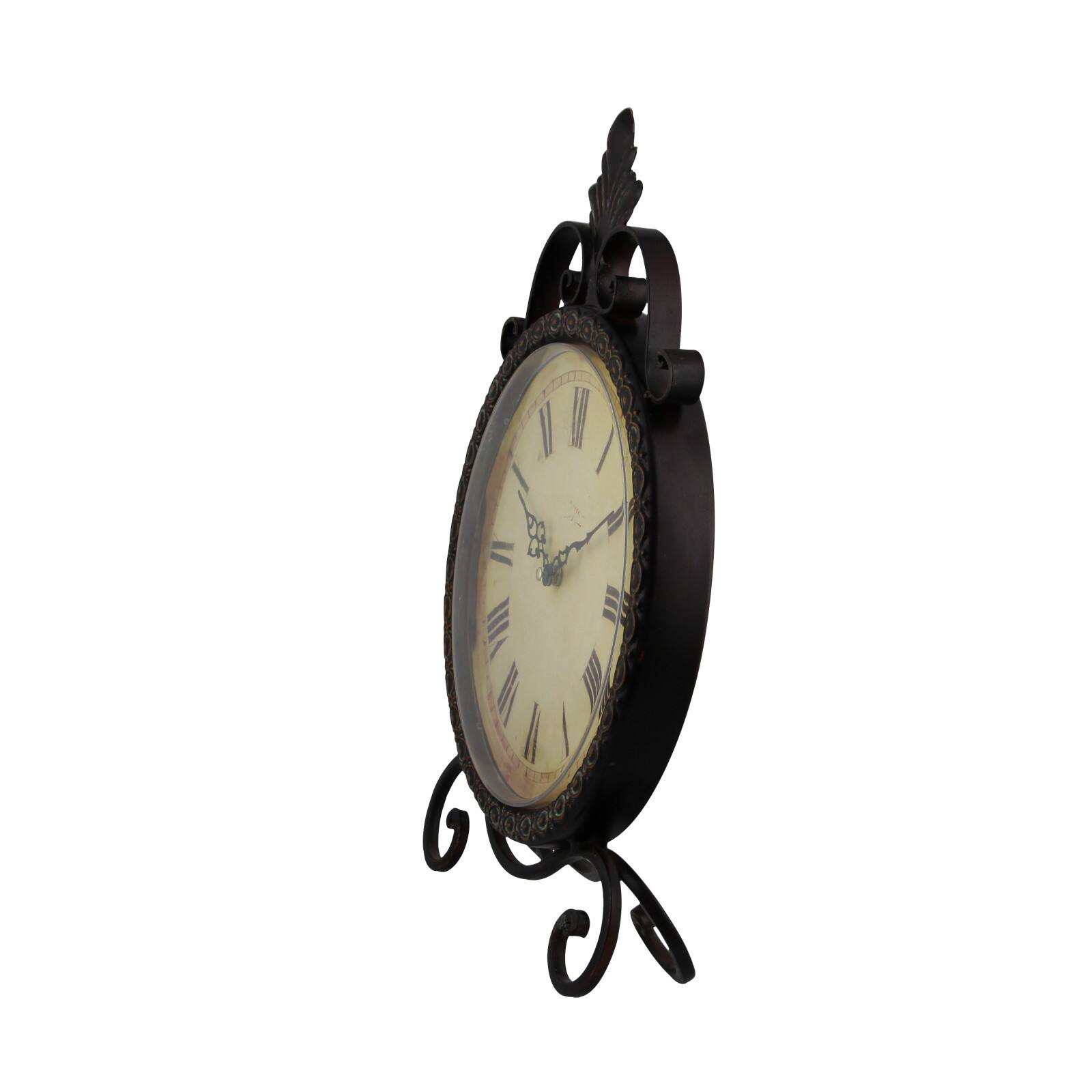 17" Brown Metal Rustic Clock