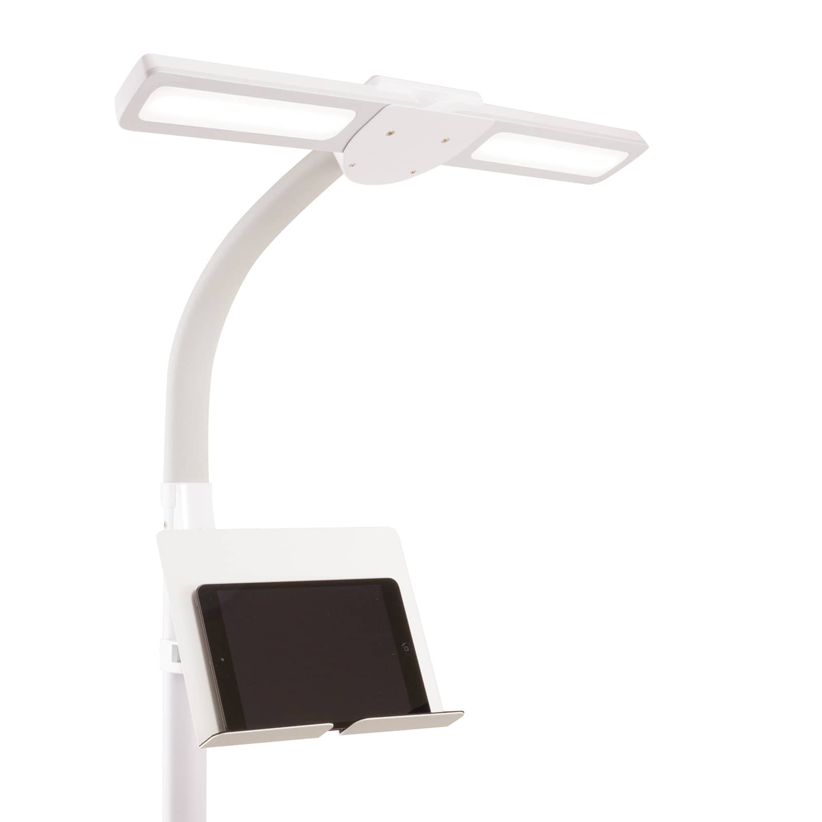 OttLite White Dual Shade LED Floor Lamp with USB Charging Station