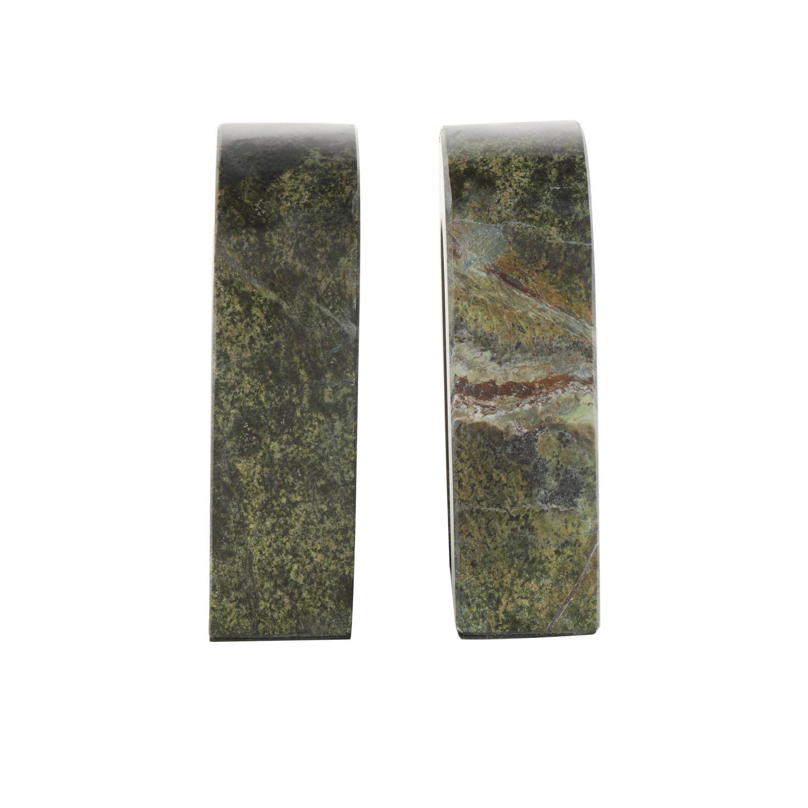 6" Green Marble Arched Bookend Set