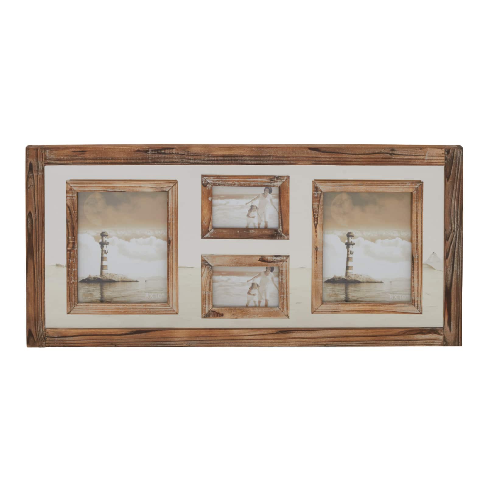 4 Opening Brown Wood Vintage Collage Frame