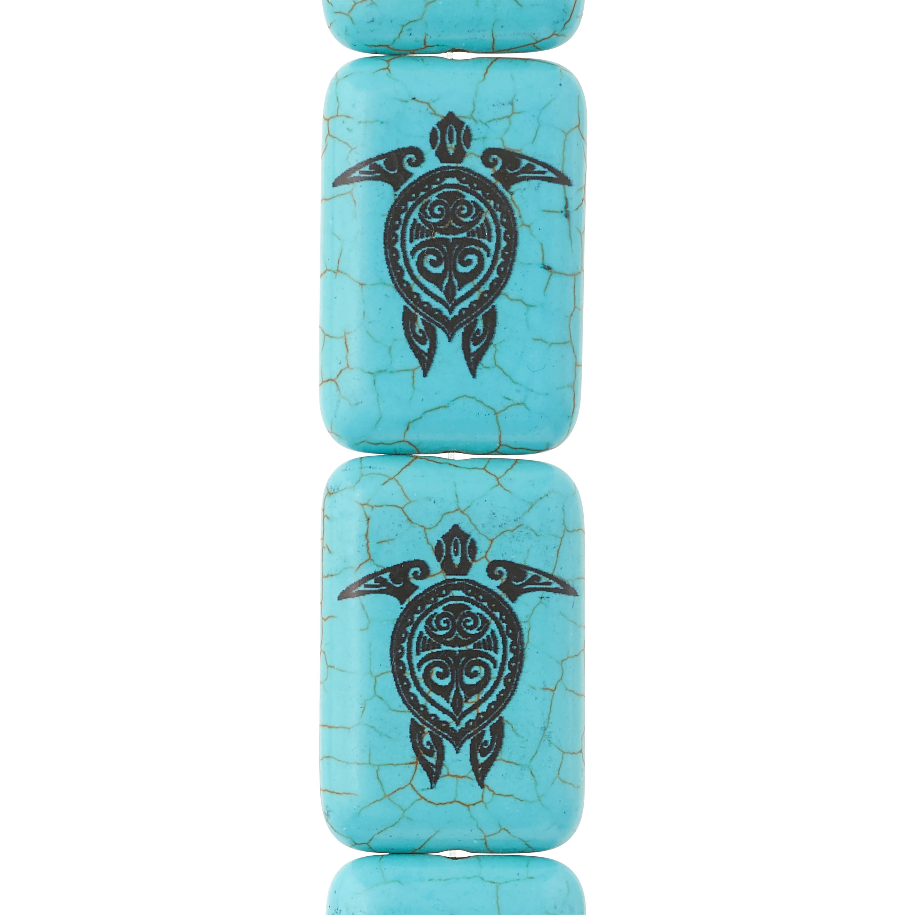 Turquoise Reconstituted Stone Turtle Print Rectangle Beads, 30mm by Bead Landing™