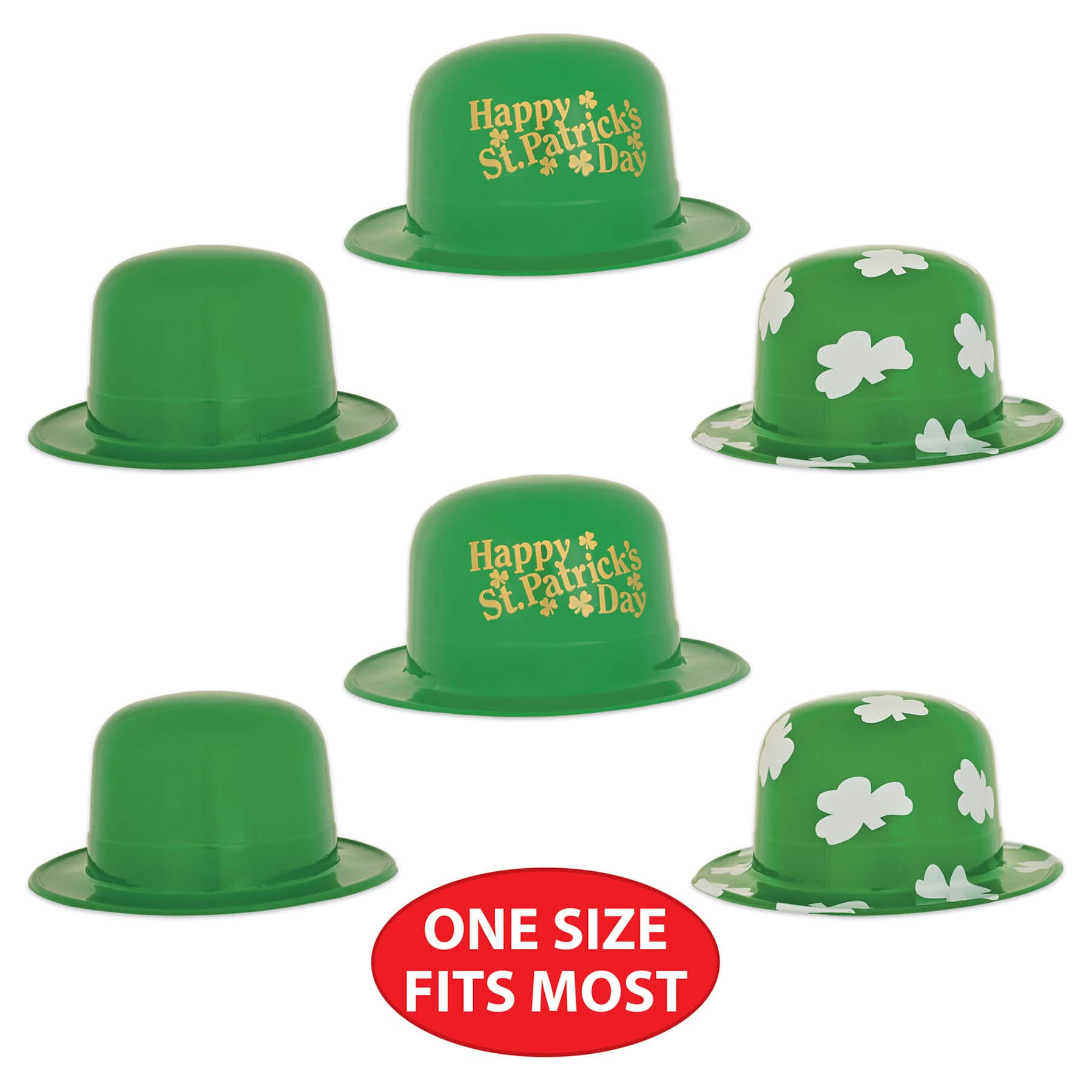 Beistle Green St Patrick's Plastic Derby Hats, 6ct.