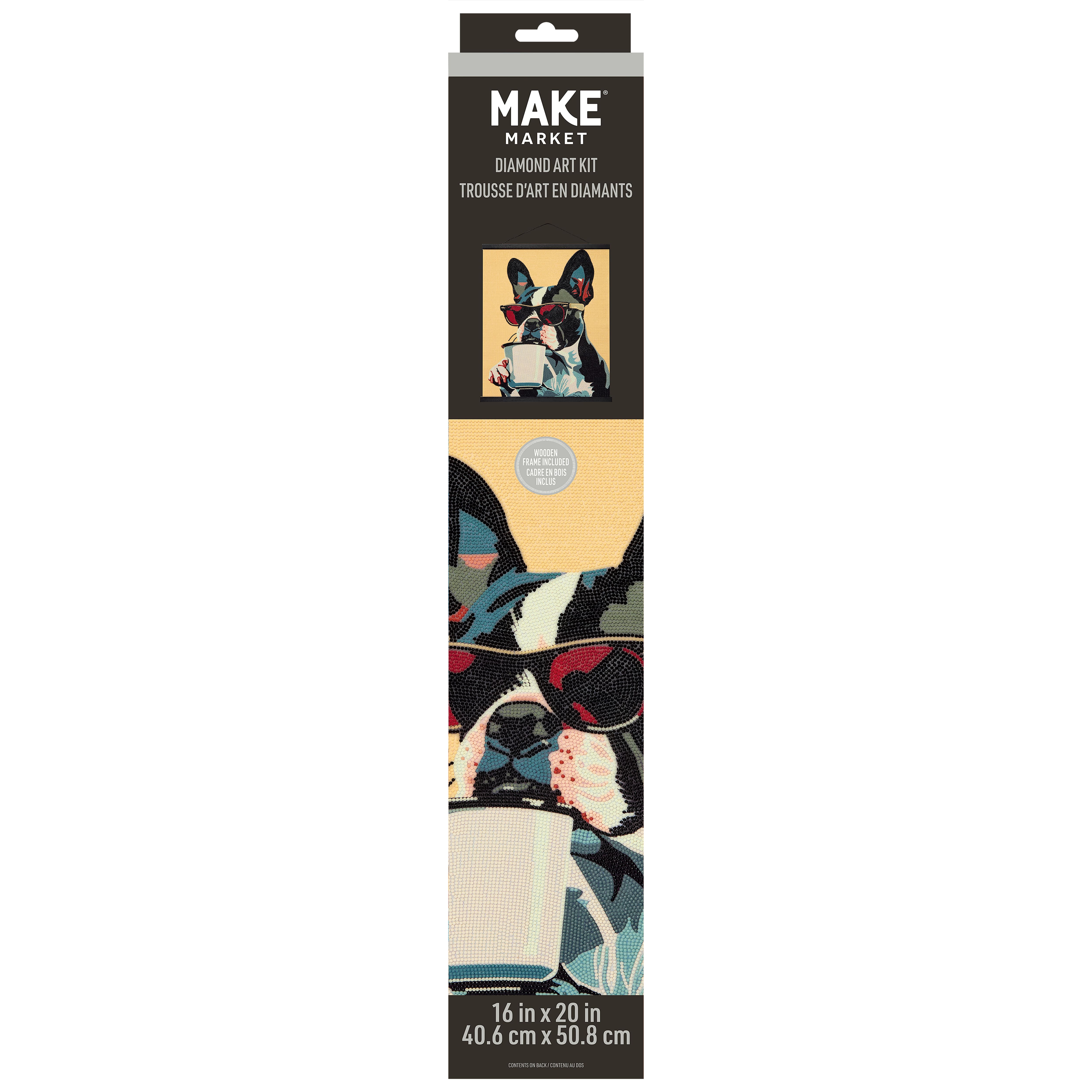 16" x 20" Cool Dog Diamond Art Kit with Wood Frame by Make Market®