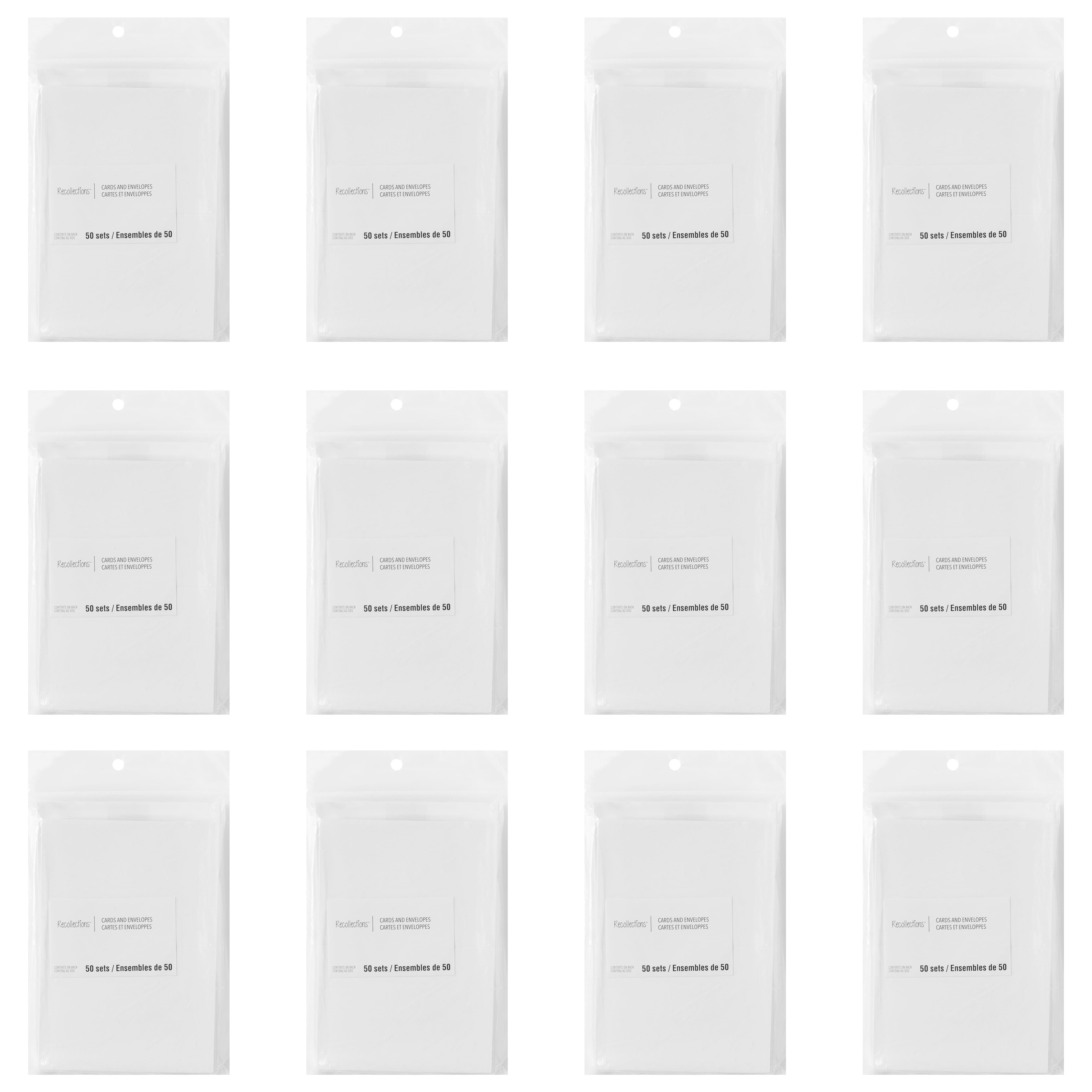 12 Packs: 50 ct. (600 total) 3.5" x 4.87" White Folded Cards & Envelopes by Recollections™