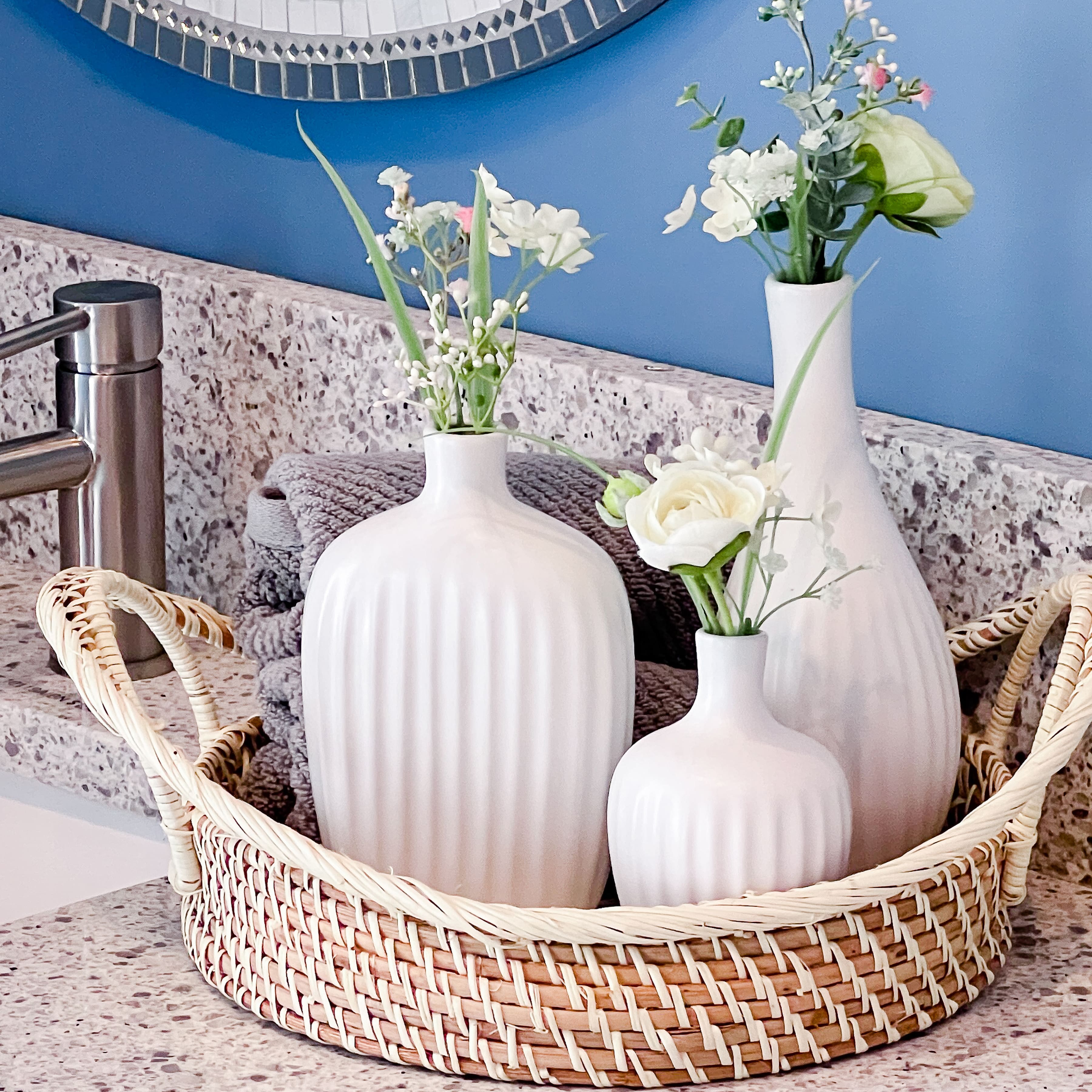 Kate Aspen® White Textured Ceramic Minimalist Vase Set