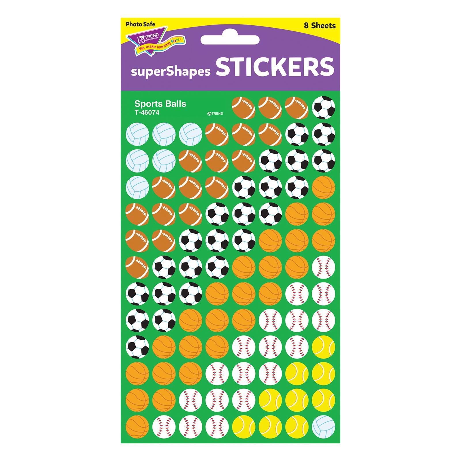 Trend Enterprises® superShapes Sports Balls Stickers, 12 Packs of 800ct.