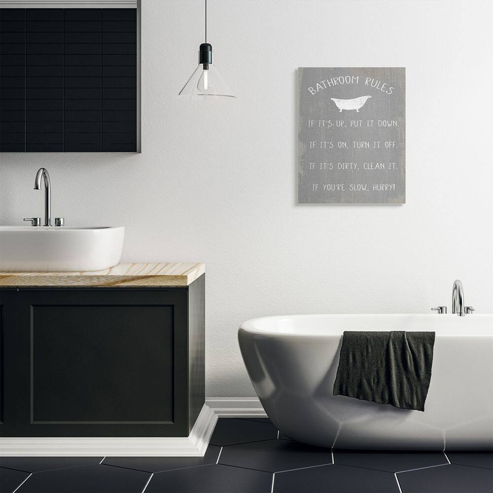 Stupell Industries Countryside Bathroom Rules Sign with Claw Bath Canvas Wall Art