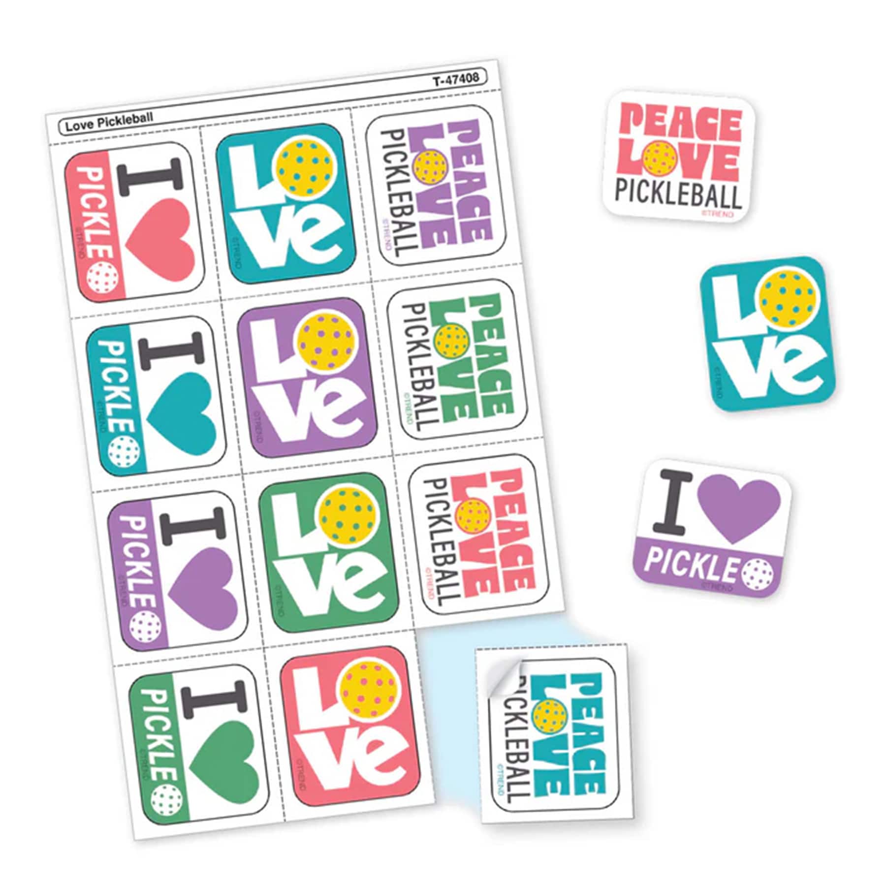 TREND Enterprises® Love Pickleball Tear & Share Stickers™, 6 Packs of 60