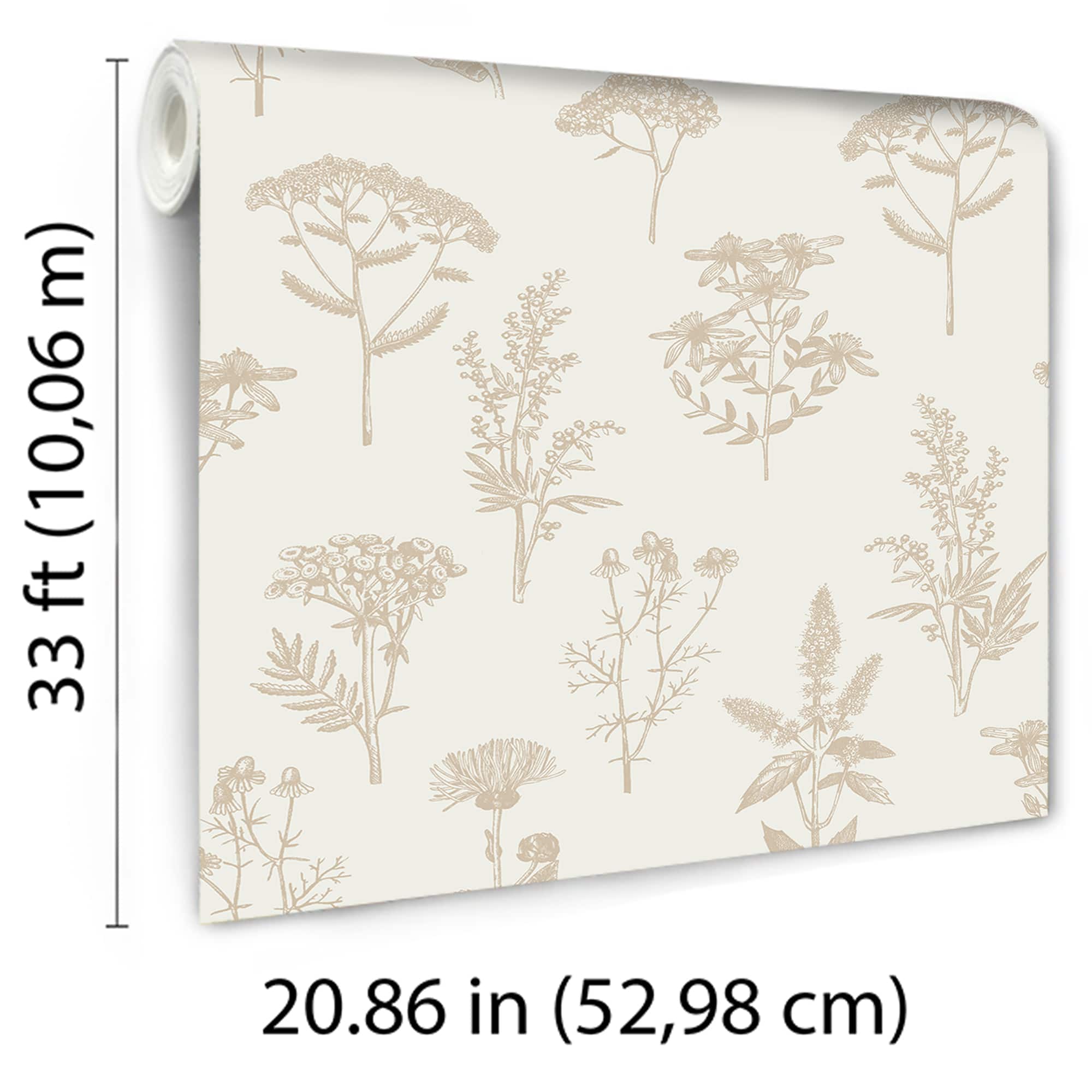 Designs Direct Luminous Botanical Sketch Metallic Wallpaper