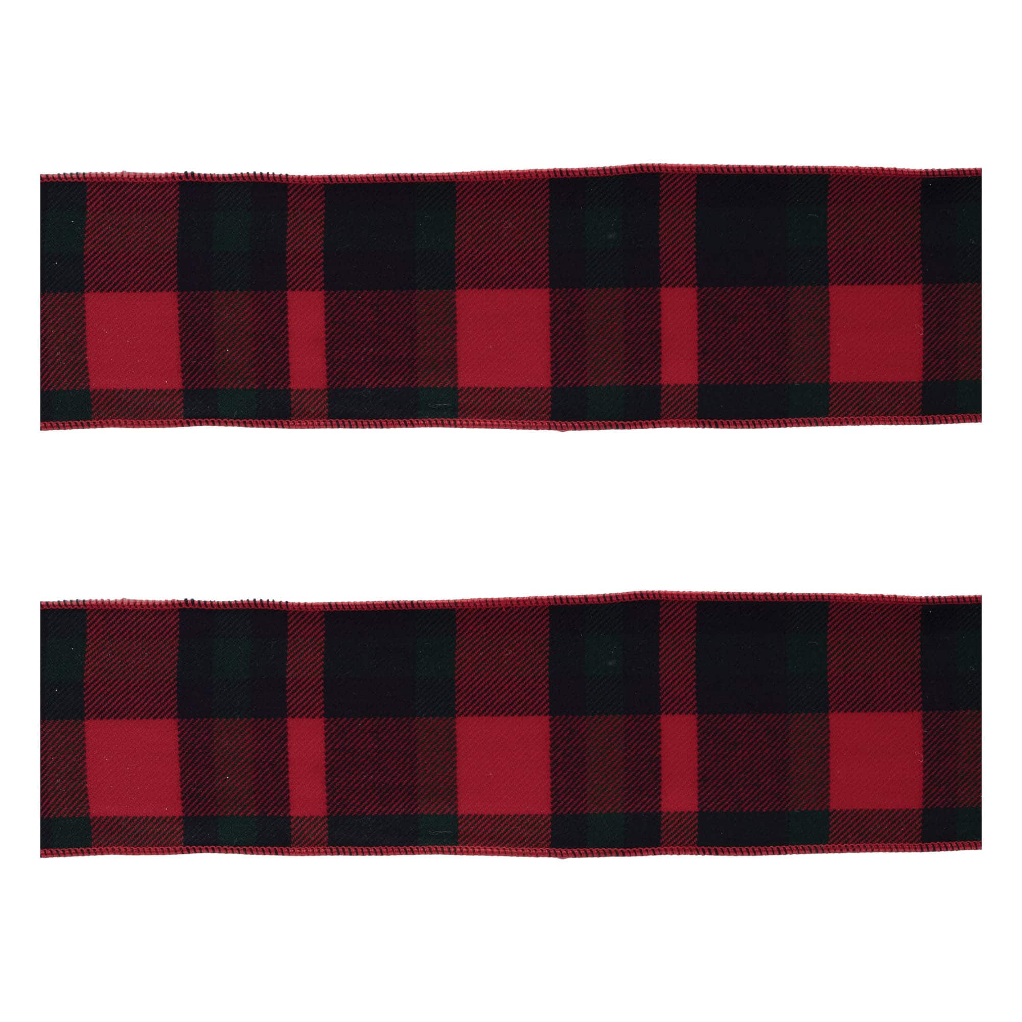 4" x 5yd. Red & Black Plaid Wired Ribbons, 2ct.