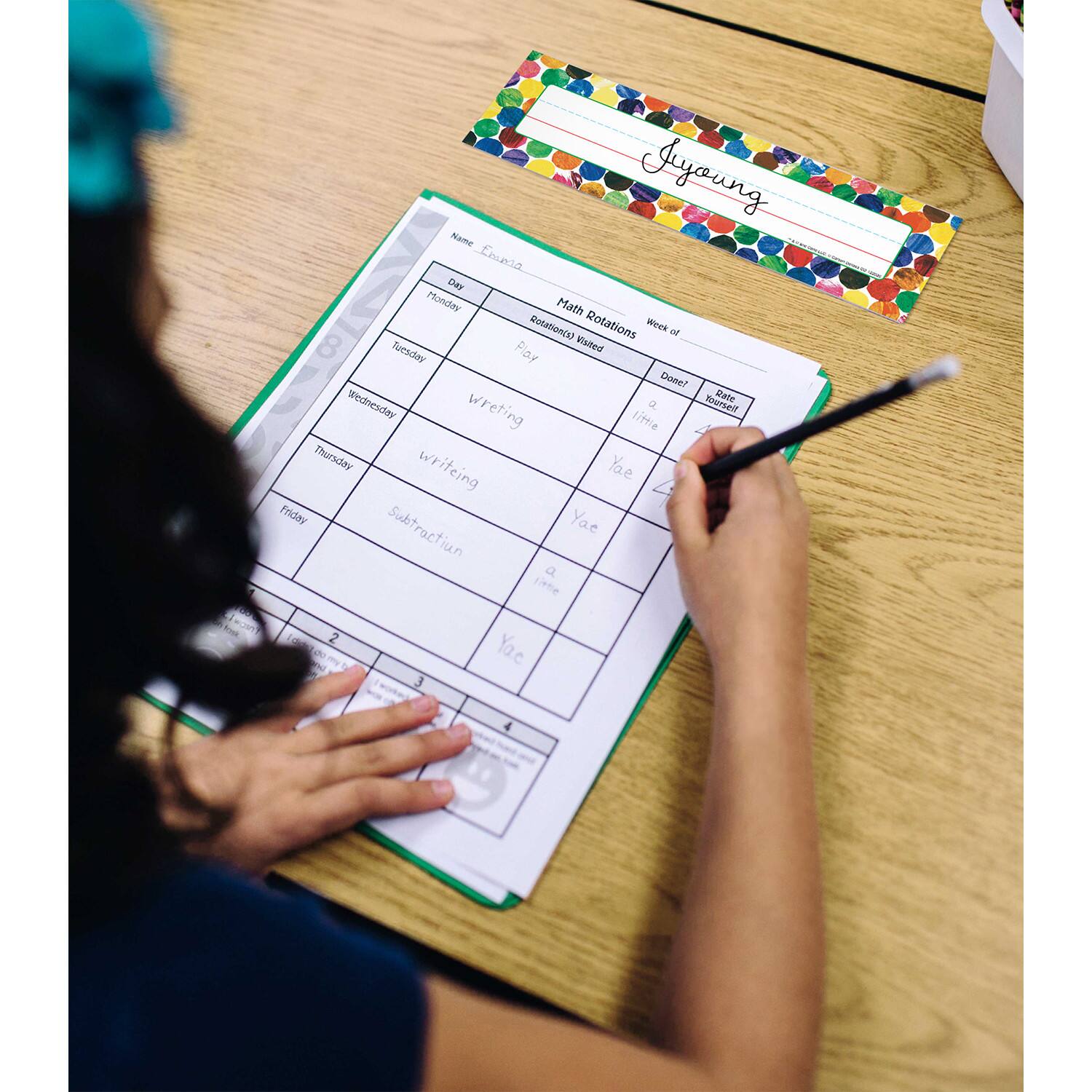 Carson Dellosa® 9.5" x 2.88" Education Eric Carle Dots Desk Nameplates, 6 Packs of 36