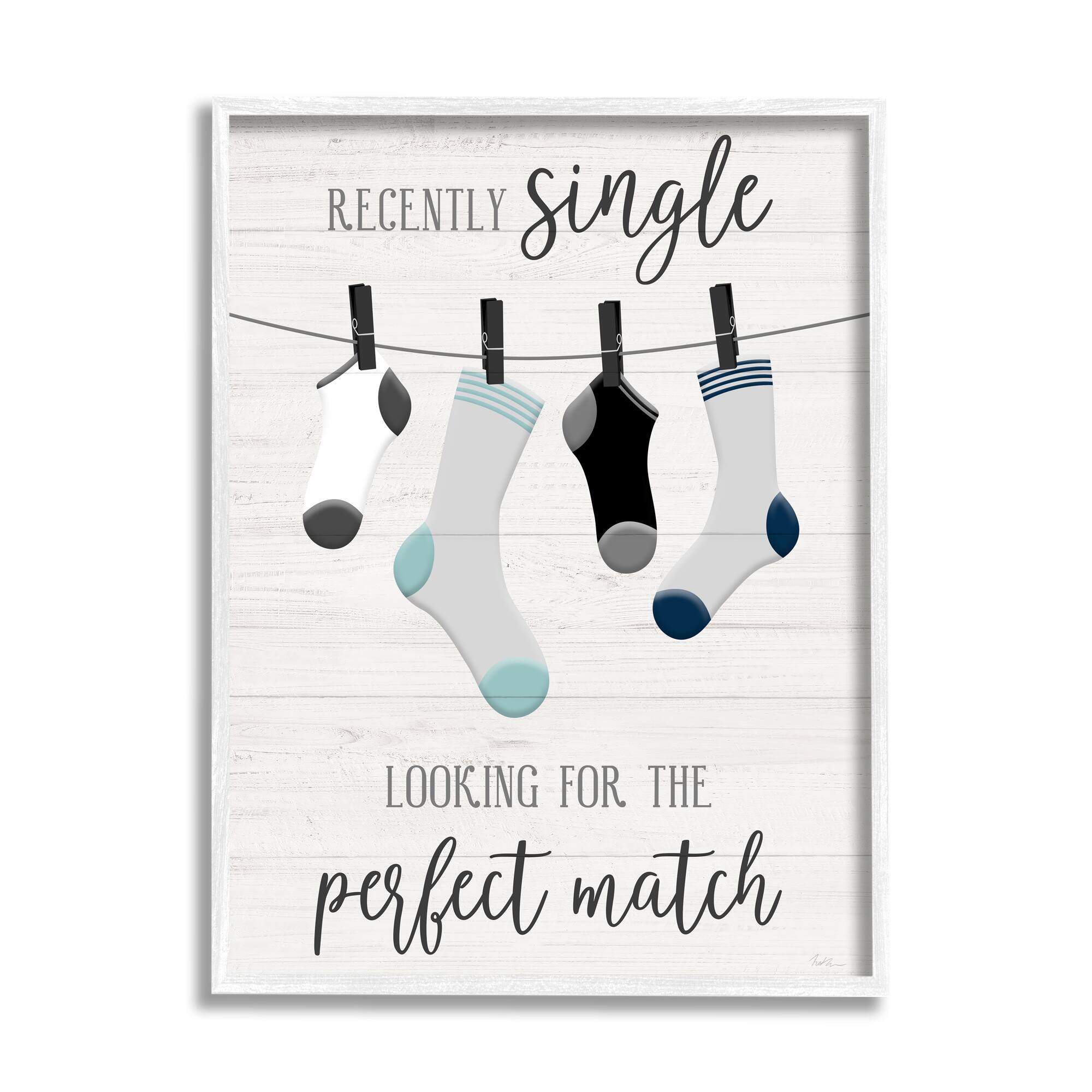 Stupell Industries Recently Single For Perfect Match Laundry Sock Sign Framed Wall Art