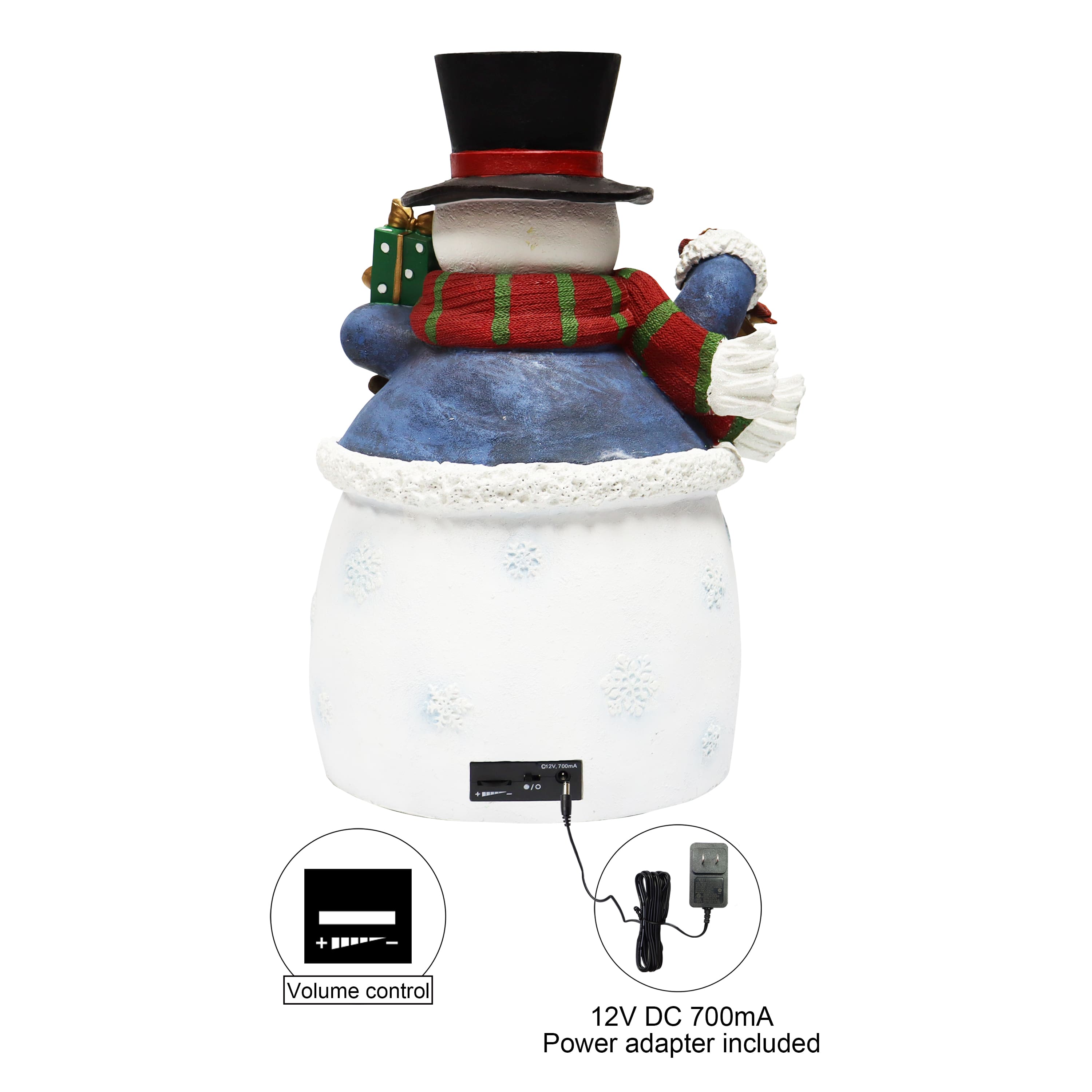 Moments in Time 18.7” Animated Snowman with Christmas Village Train Scene Décor