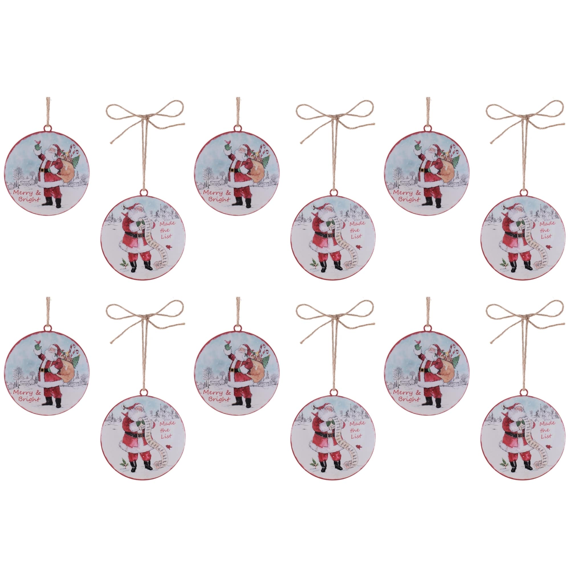 Melrose 6" Vintage Santa Disc Ornaments Set