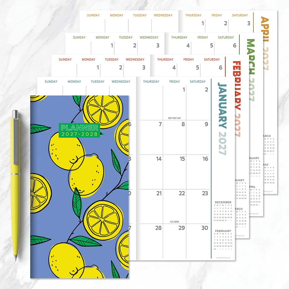 2027-2028 Lemon Small Monthly Pocket Planner