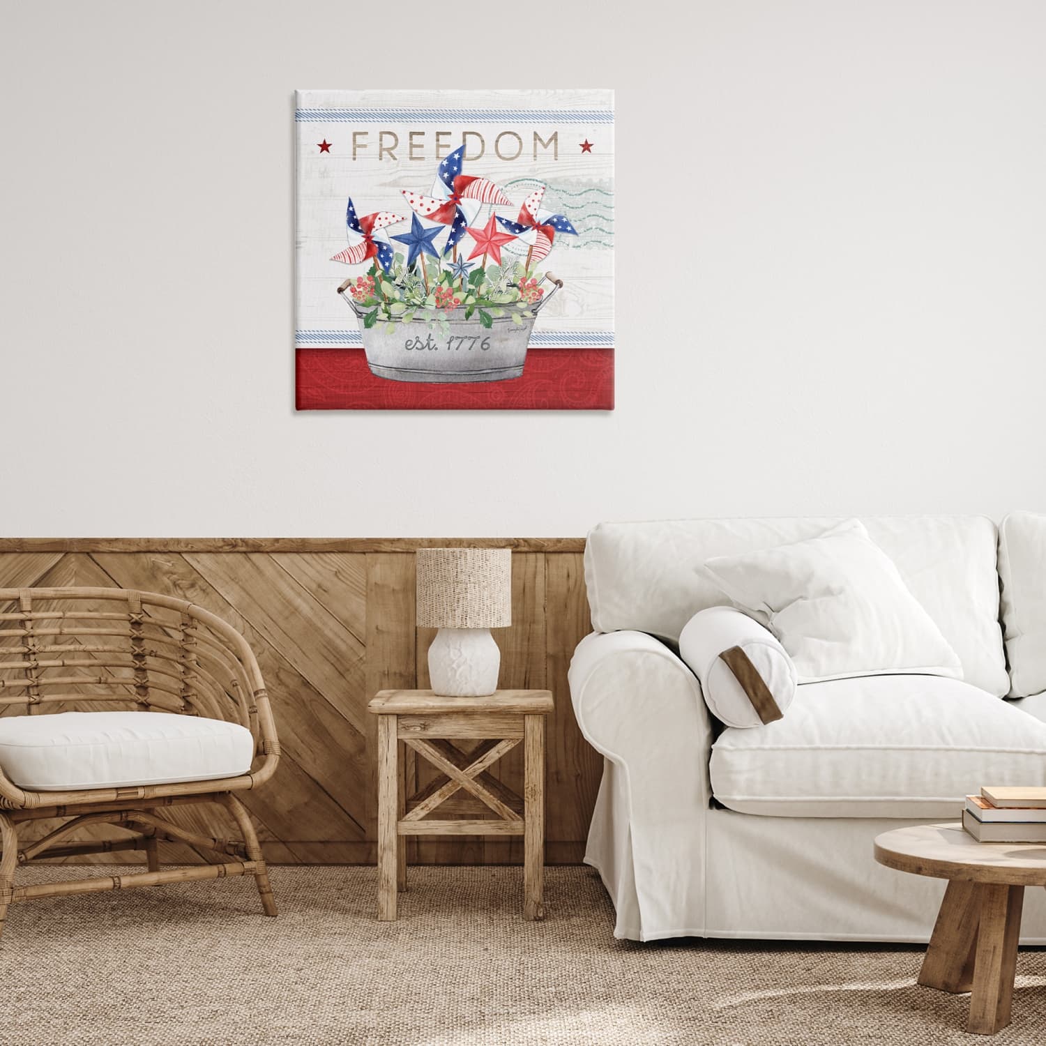Stupell Industries Freedom Americana Floral Pinwheels Canvas Wall Art
