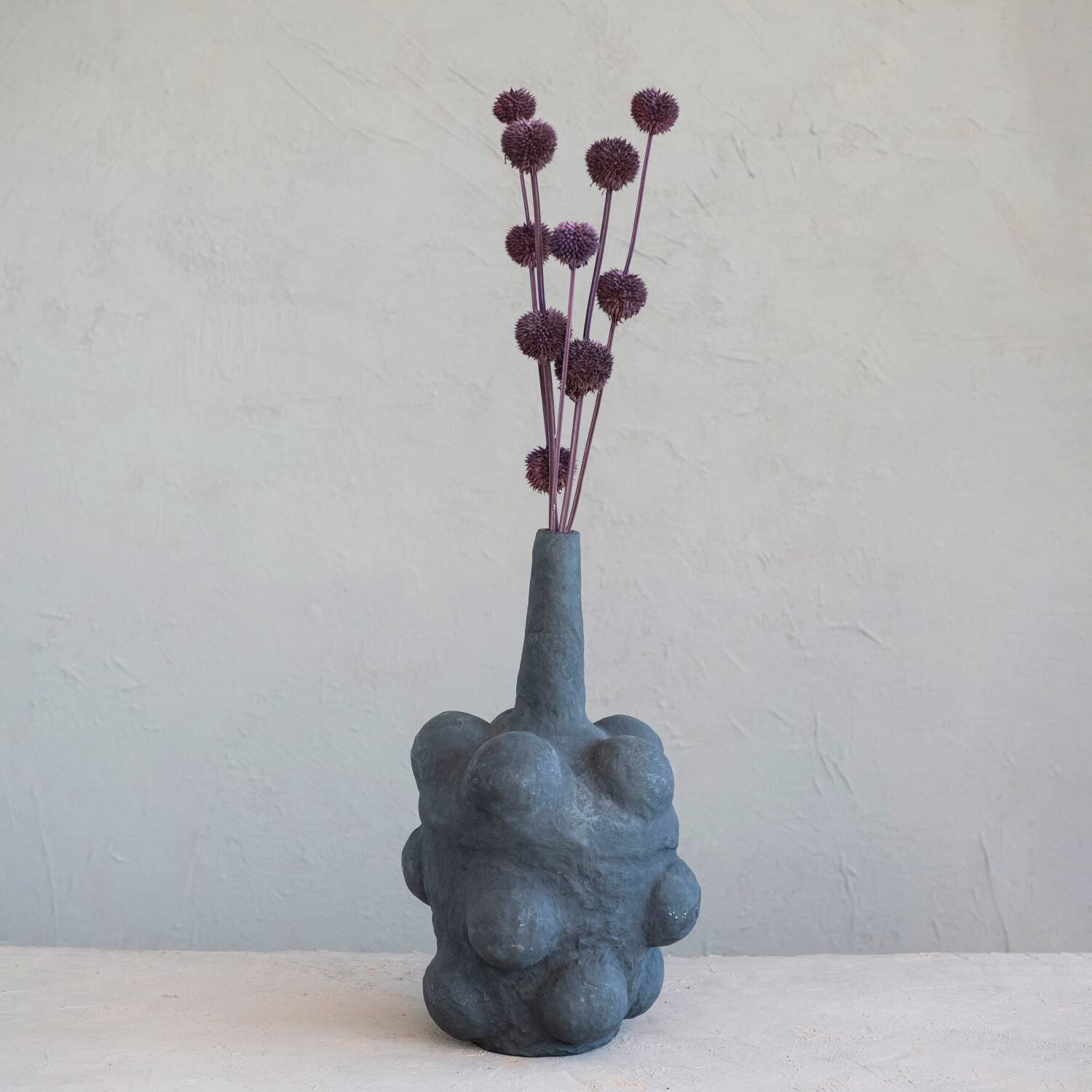 Hello Honey® 21" Black Handmade Paper mache Bubble Vase with Distressed Finish