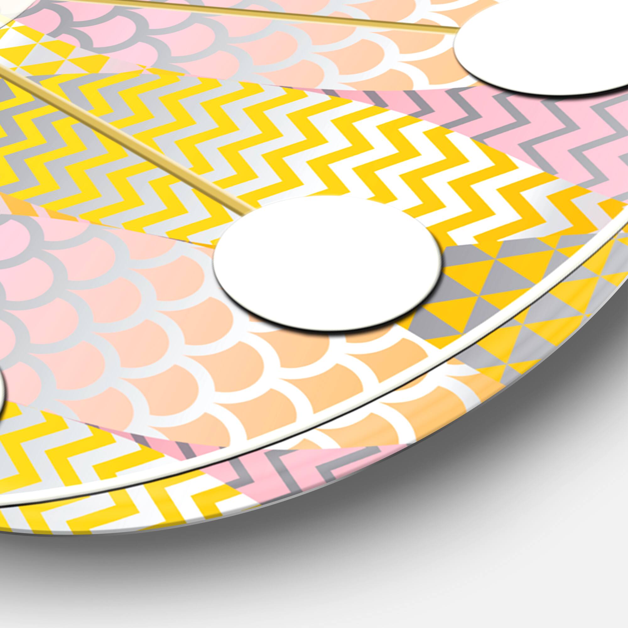 Designart 'Golden Geometrical Fish Scale Mid-Century Modern Wall Clock
