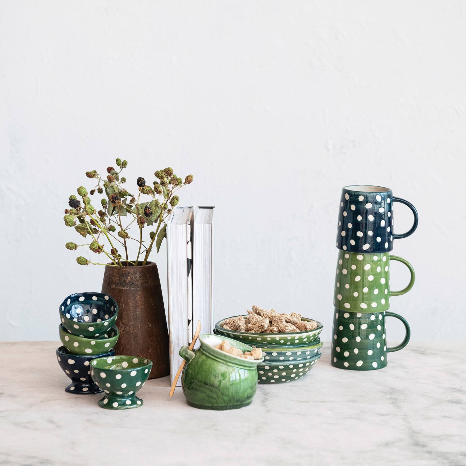 Hello Honey® 7" Polka Dot & Swirl Stoneware Bowl, 12ct.