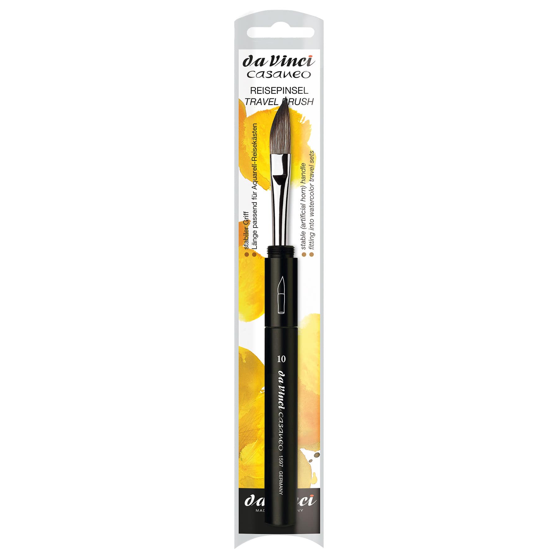da Vinci CASANEO Series 1597TP Size 10 Synthetic Slanted Edge Travel Pocket Dagger Brush