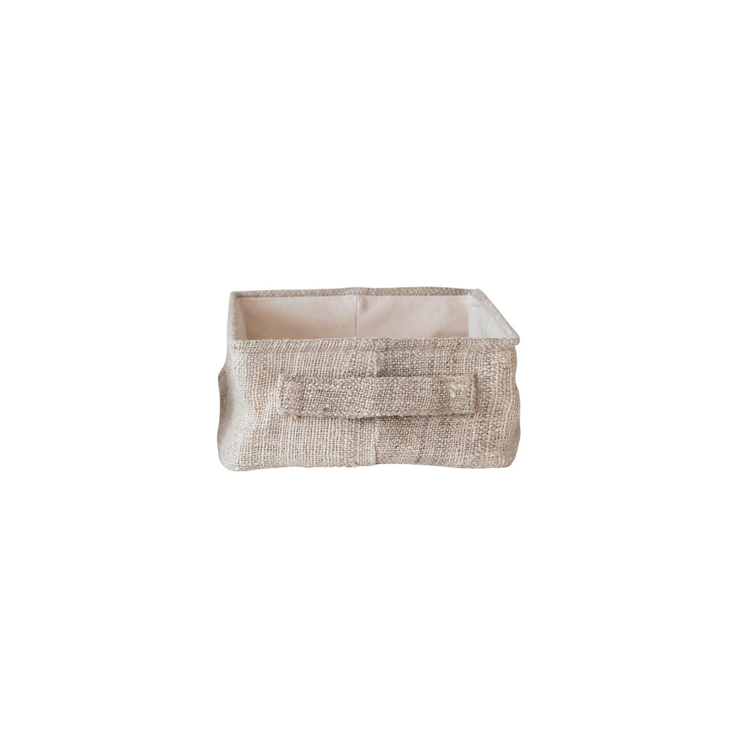 Hello Honey® Large Natural Rectangular Hemp Fiber & Metal Bin with Cotton Canvas Lining & Handle