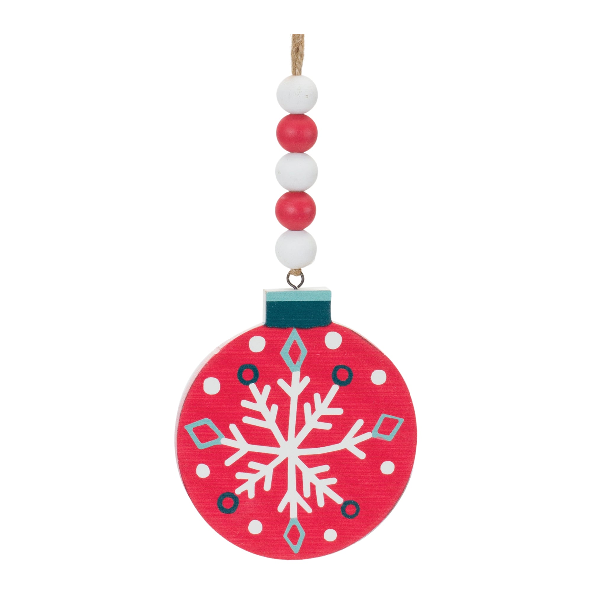 12ct. 14" Wood Beaded Snowflake Ornament Set