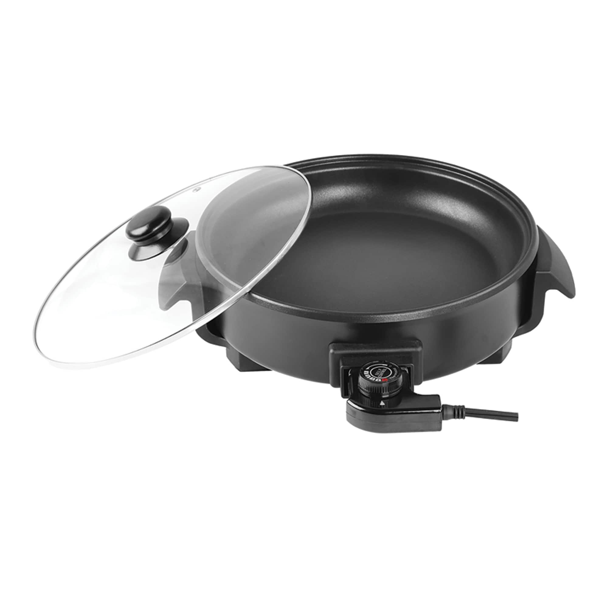 Brentwood 12" Round Black Nonstick Electric Skillet with Vented Glass Lid