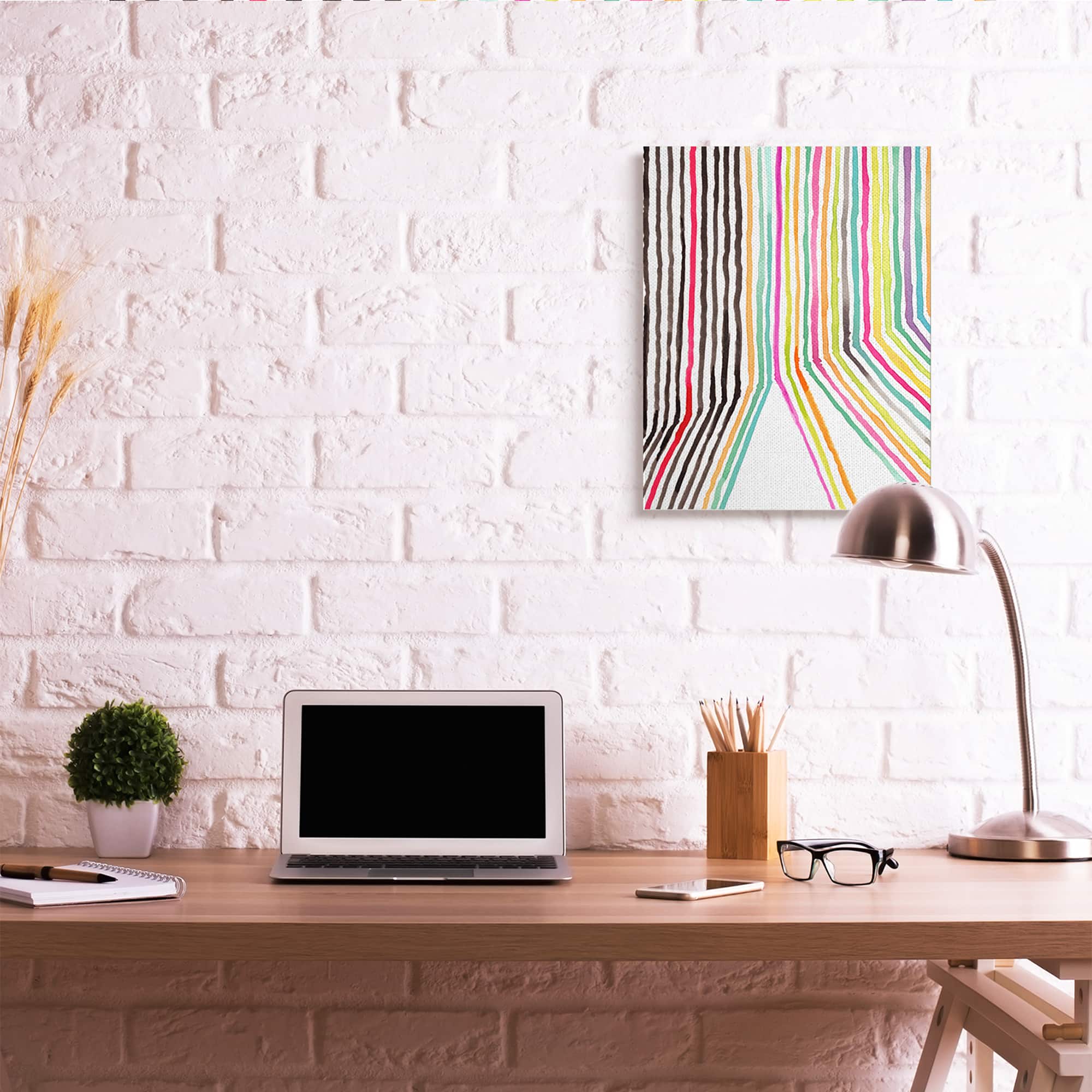 Stupell Industries Multicolor Asymmetrical Line Breaks Canvas Wall Art