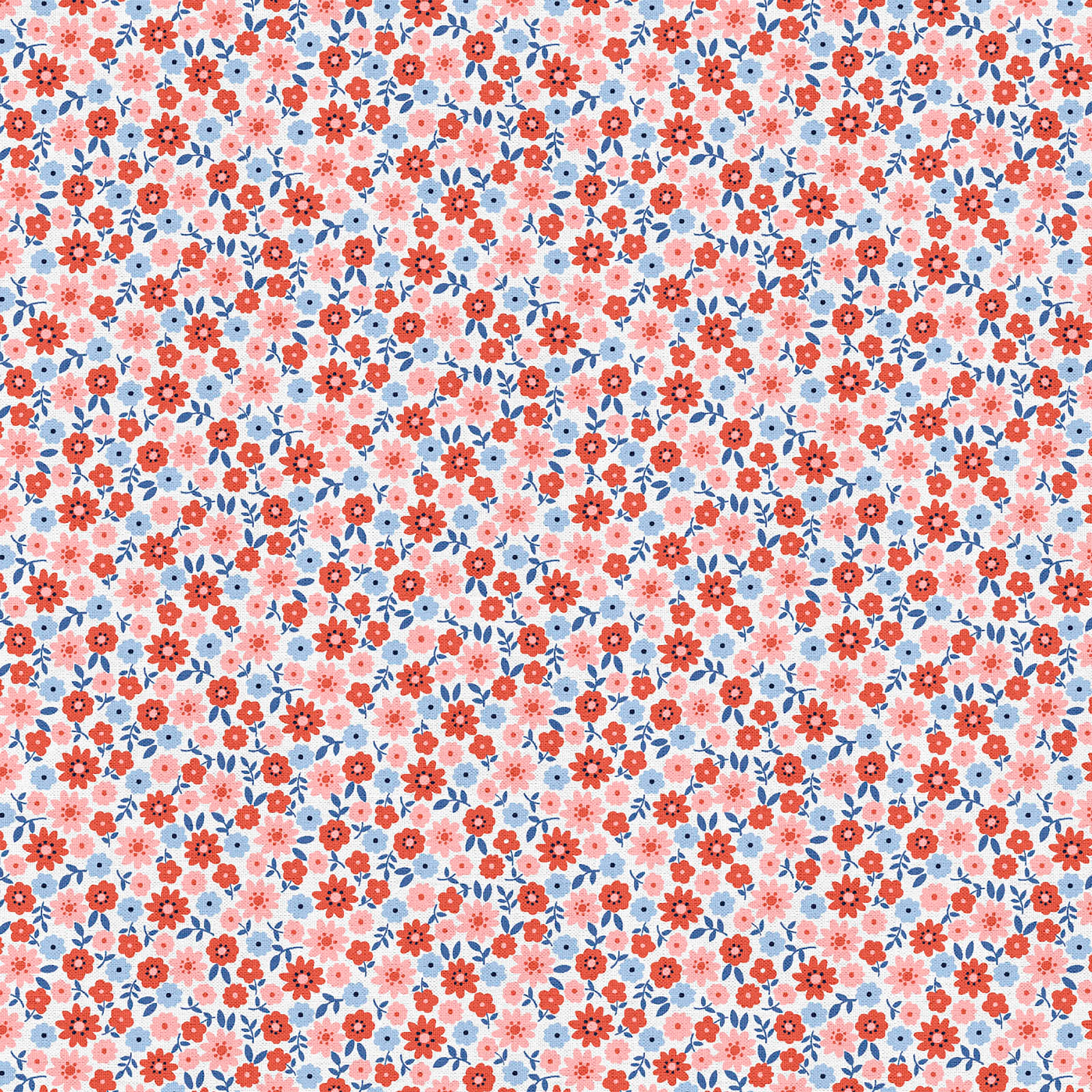 Fabric Editions White Carolina Floral Buds Cotton Fabric