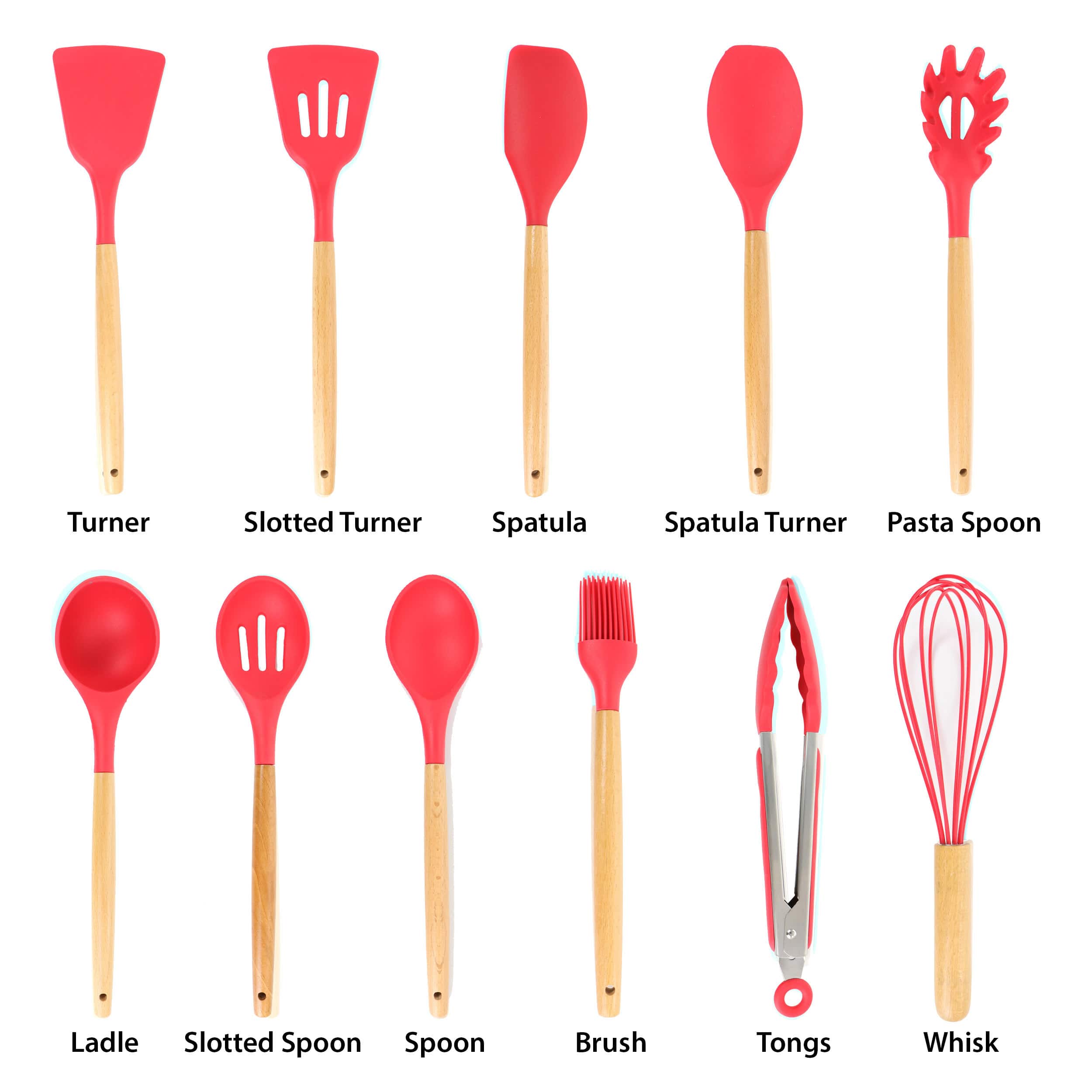 MegaChef Red Silicone & Wood Cooking Utensils Set, 12ct.