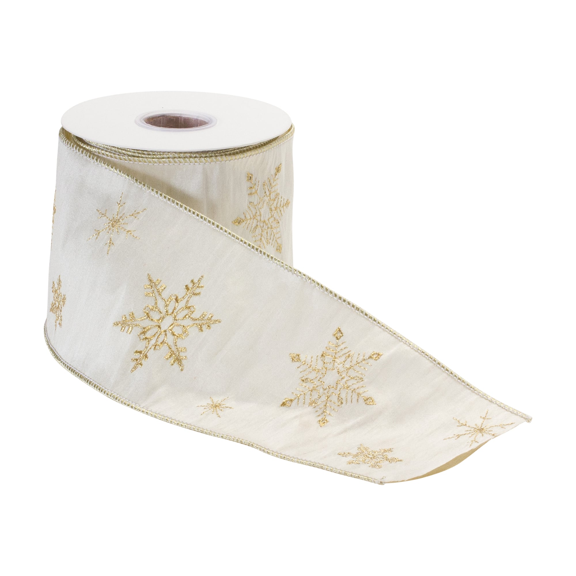 Melrose 4" x 5yd. Elegant Snowflake Ribbons, 2ct.