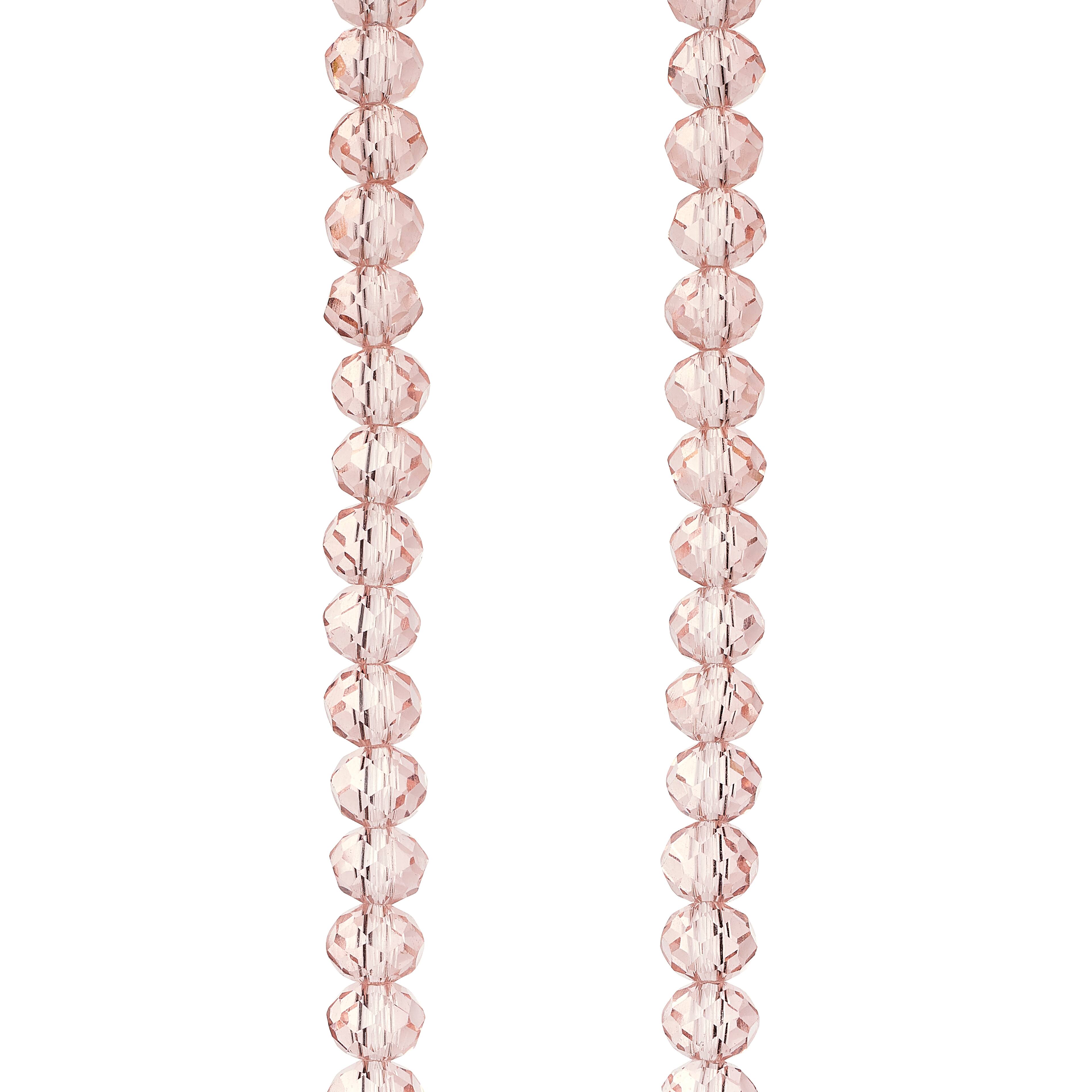 Pink Glass Faceted Rondel Beads, 6mm by Bead Landing™