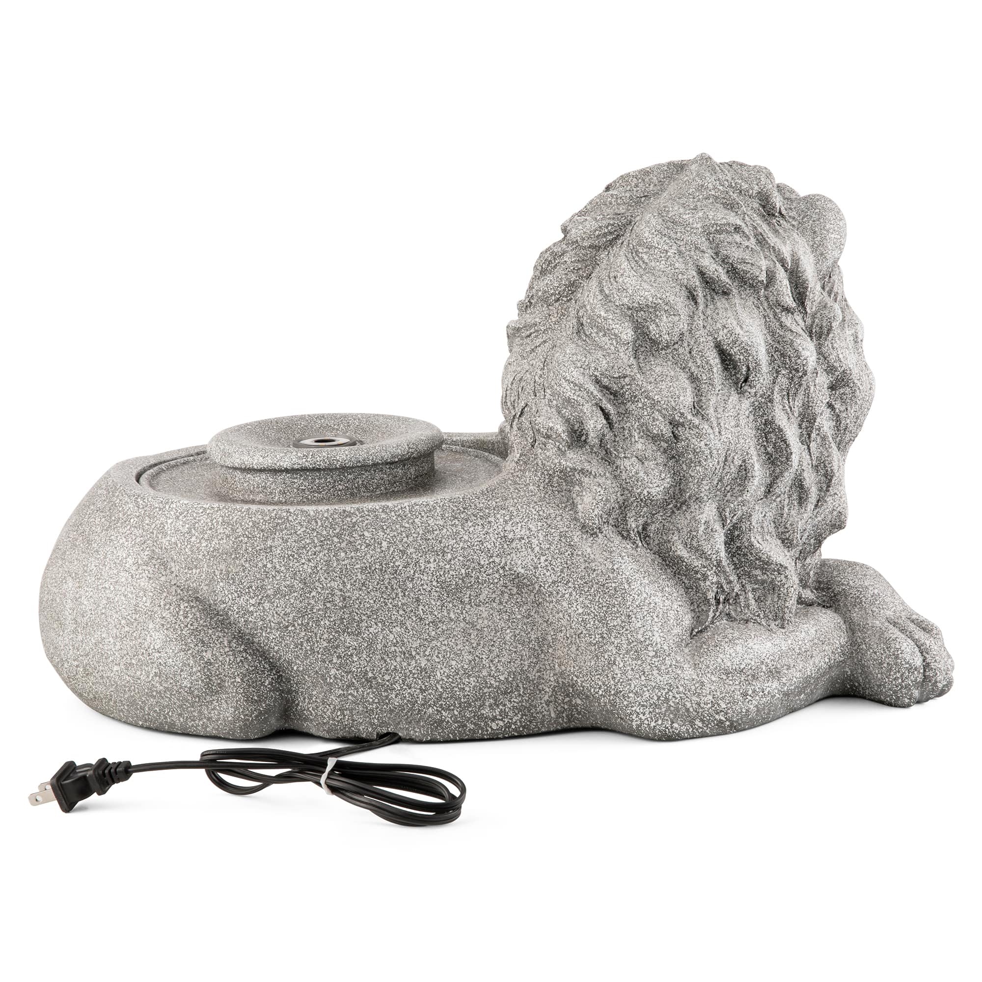 Glitzhome® 20" Zen-Style LED Lying Lion Outdoor Fountain