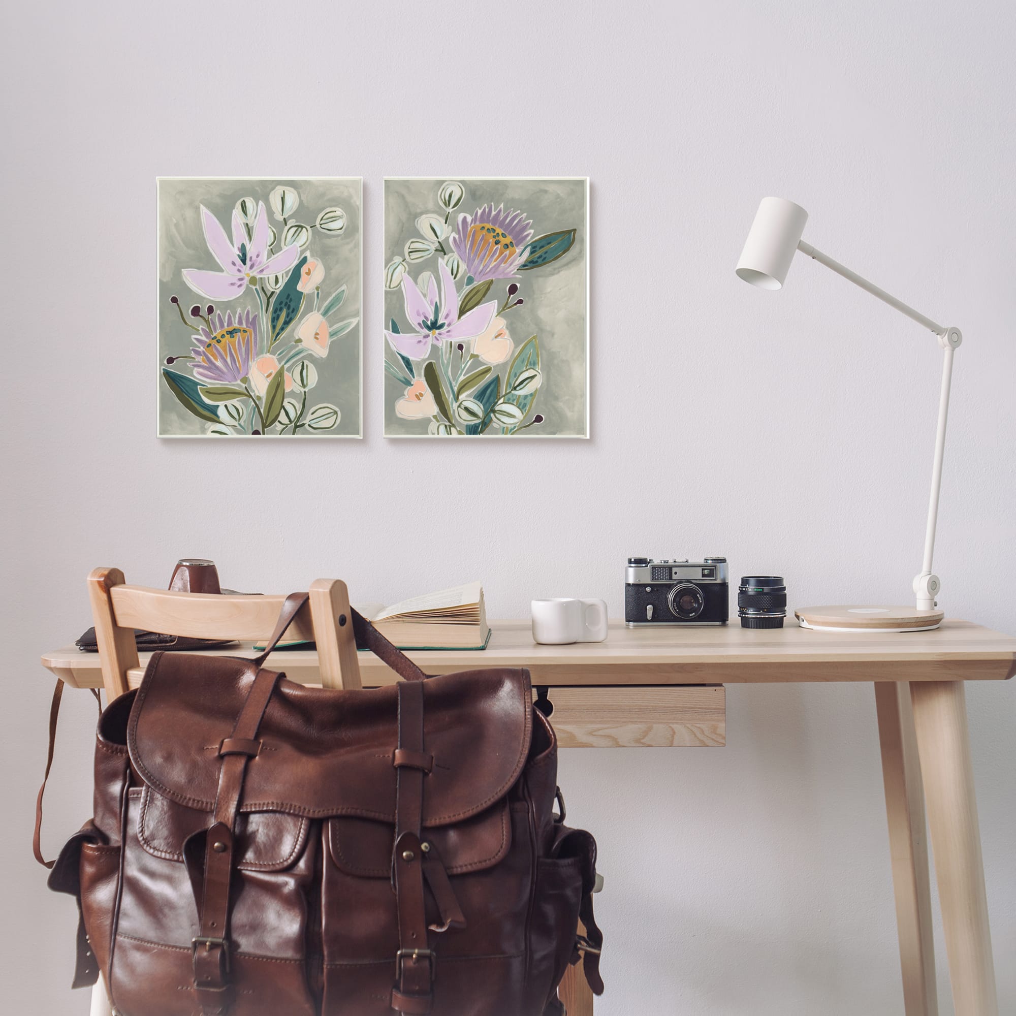 Stupell Industries Abstract Purple Floral Arrangement Framed Wall Art Set