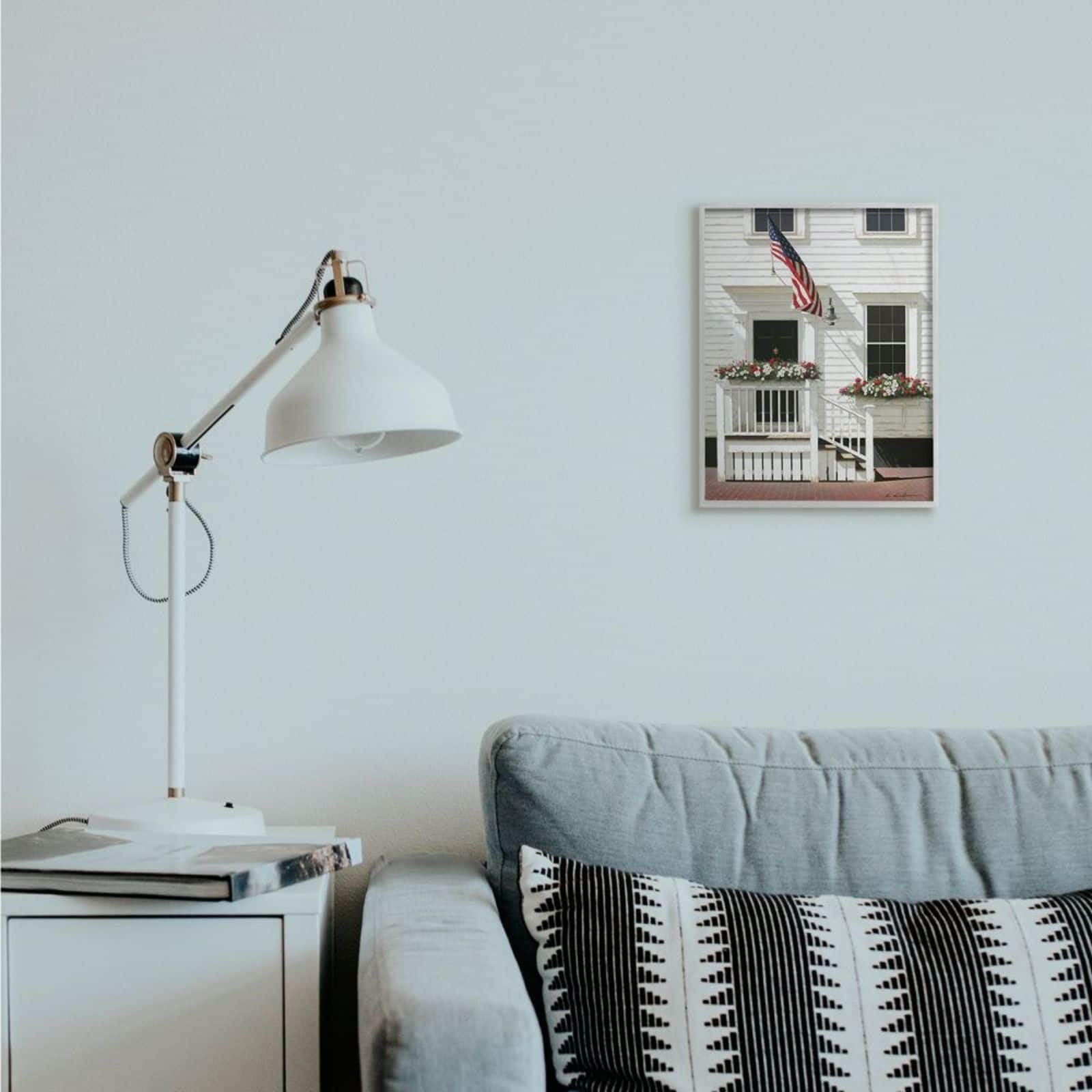Stupell Industries Rural Americana Town House Print with Gray Frame Wall Accent