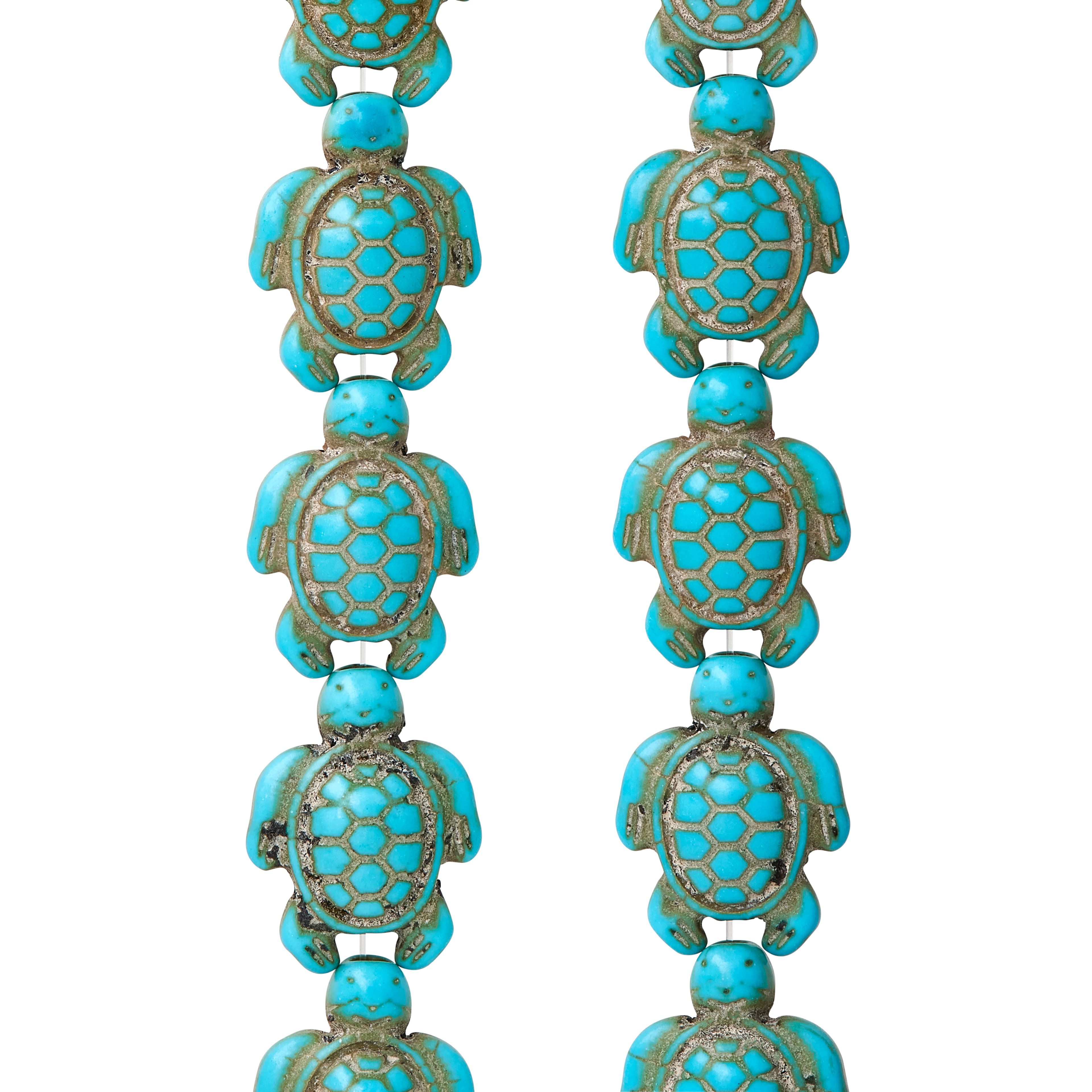 12 Pack: Turquoise Dyed Reconstituted Stone Turtle Beads, 18mm by Bead Landing™